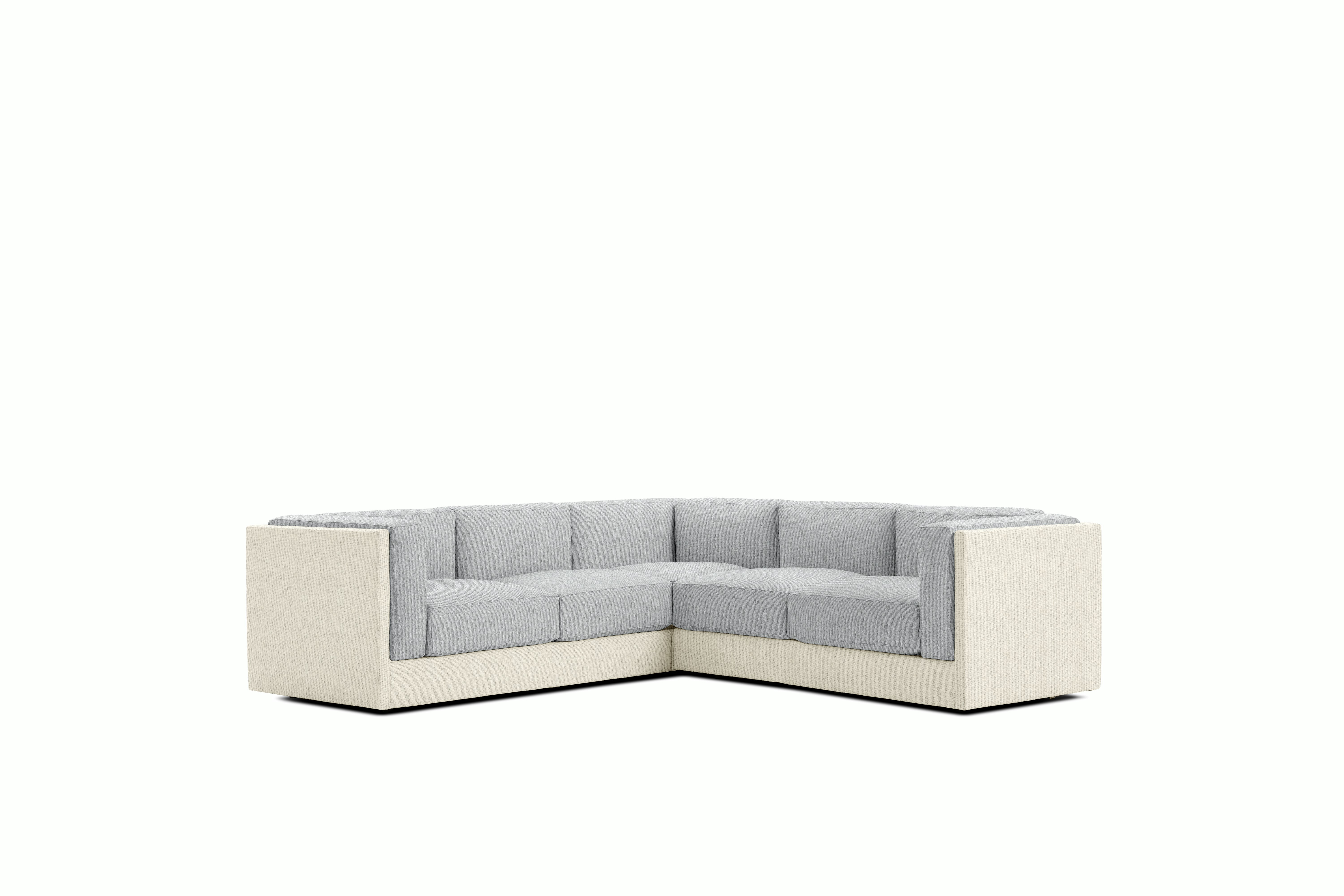 Symme Corner Sectional - Fabric Frame,  Pebble Weave,  Ecru,  Pebble Weave,  Fog