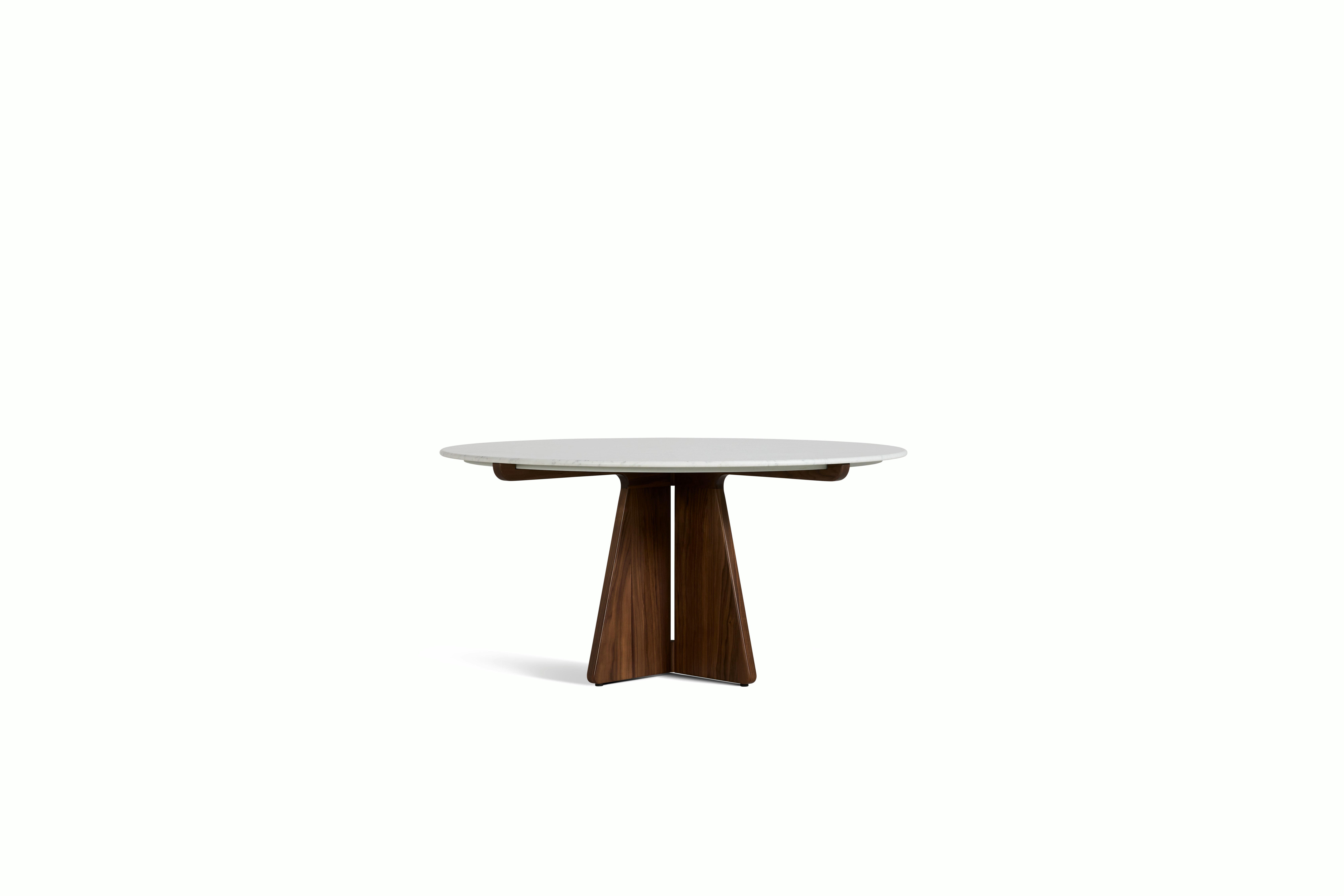 Pinna Dining Table - Round, 60 Inch, Carrara, Walnut