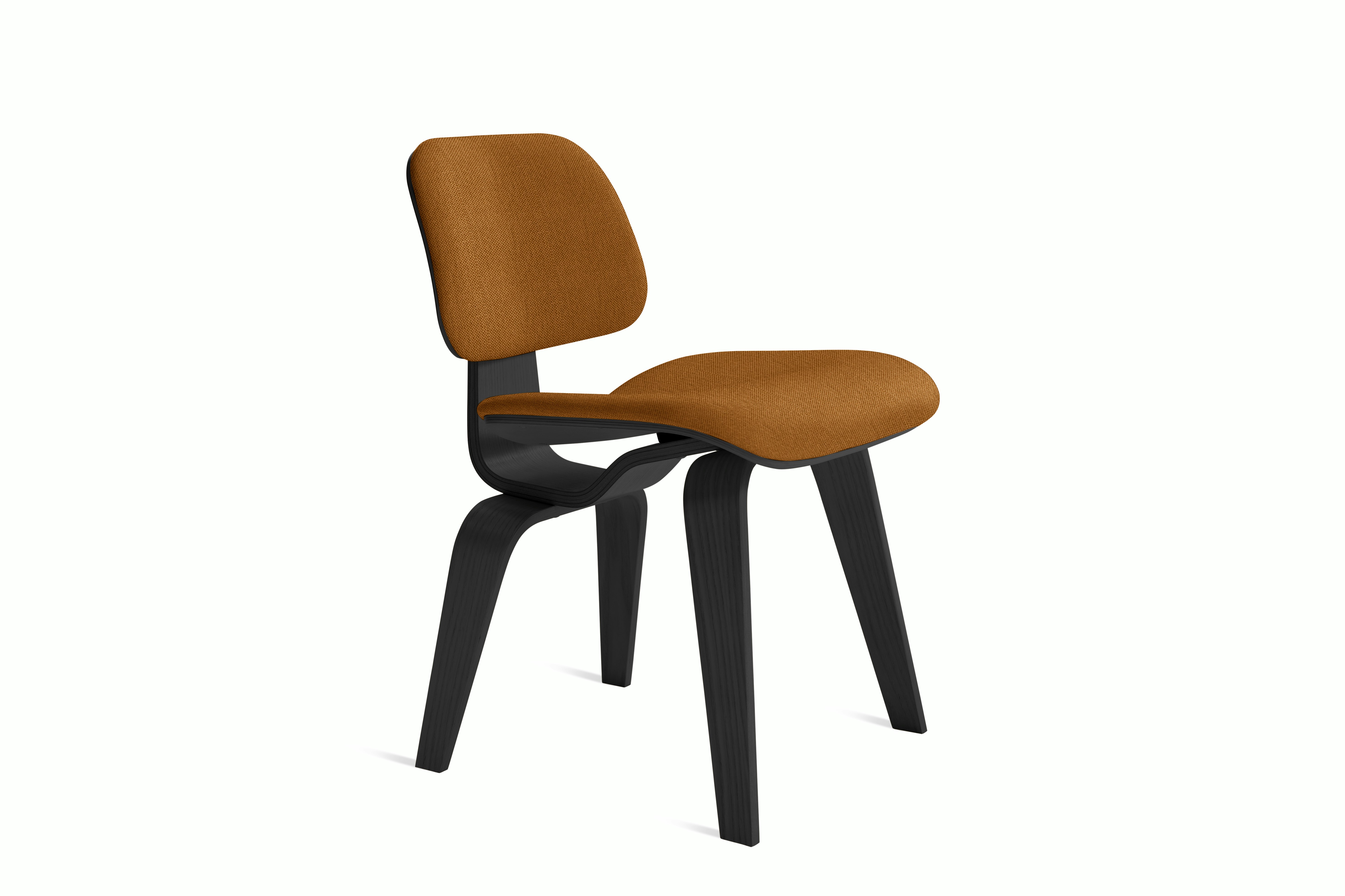 Eames Molded Plywood Dining Chair Wood Base (DCW) - Upholstered,  Ebony,  Mode,  Nutmeg