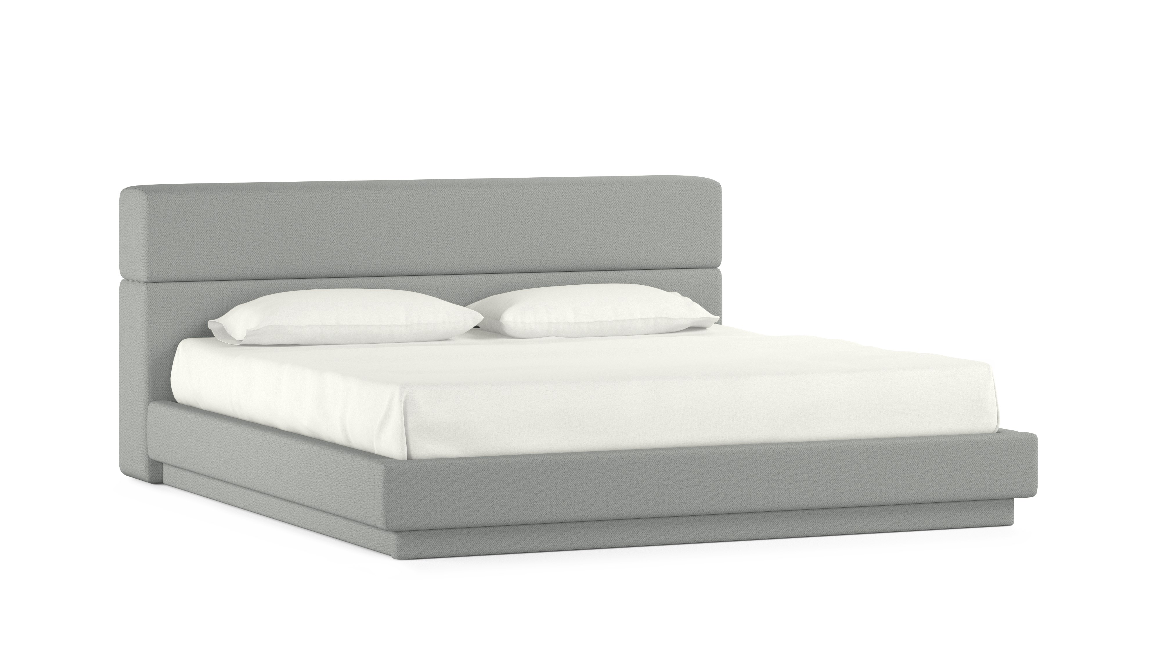 A Corbel Bed - Queen, No Storage, Pecora, Grey viewed from an angle.