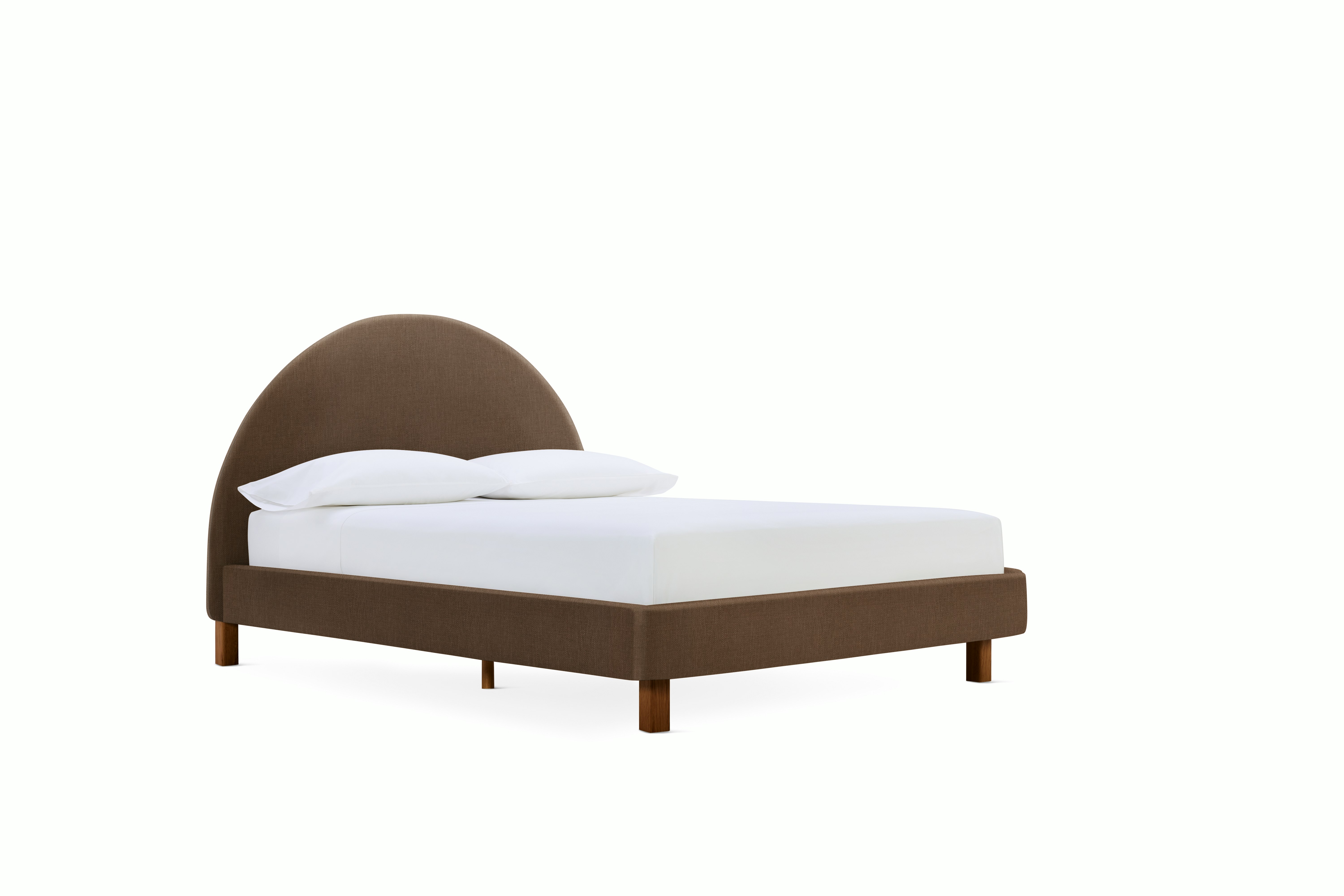 A Demi Bed in  Walnut viewed from the angle.