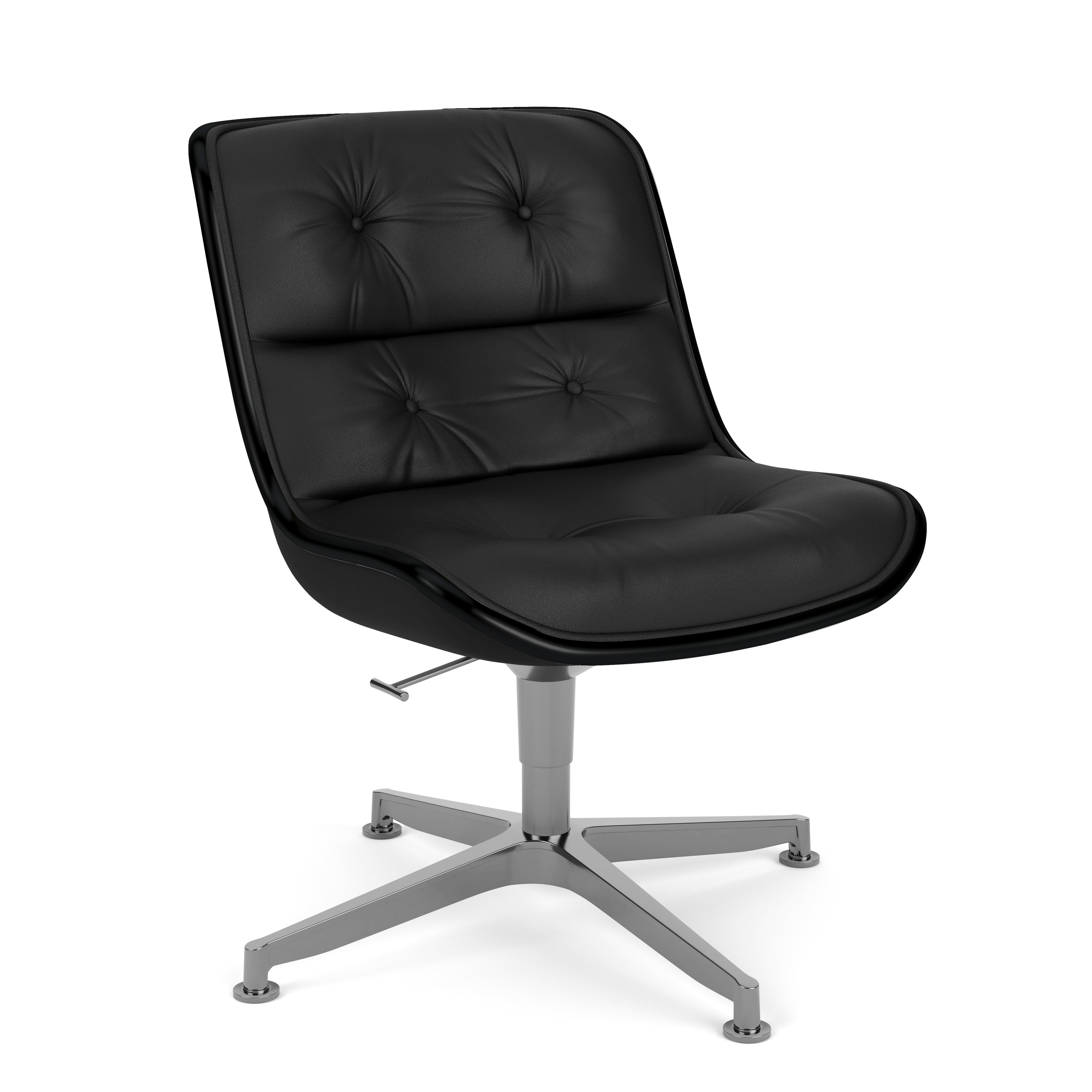 Pollock Executive Side Chair - 4 Star, Polished Aluminum, Volo Leather, Black