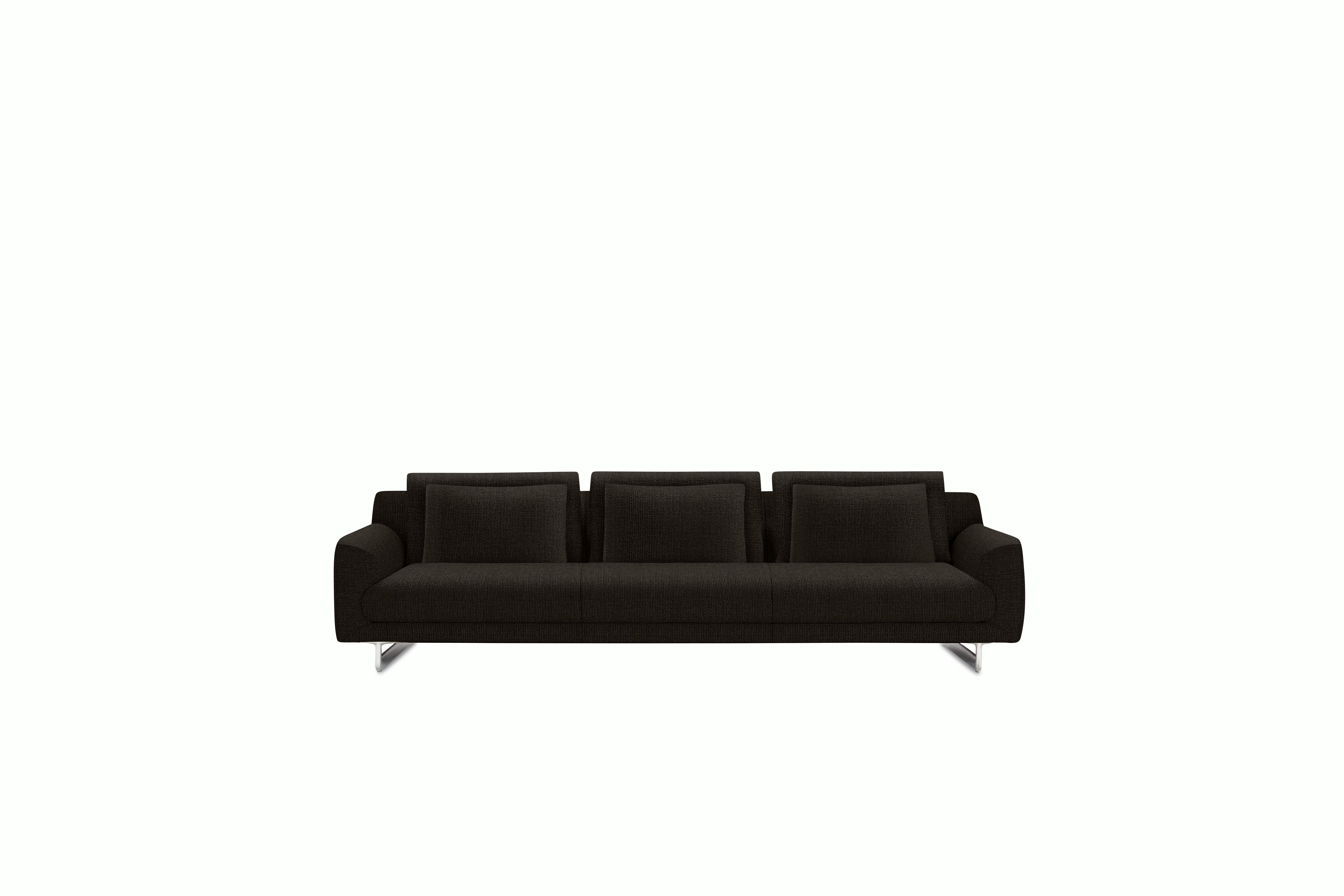 A Lecco Sofa in Chocolate viewed from the front.