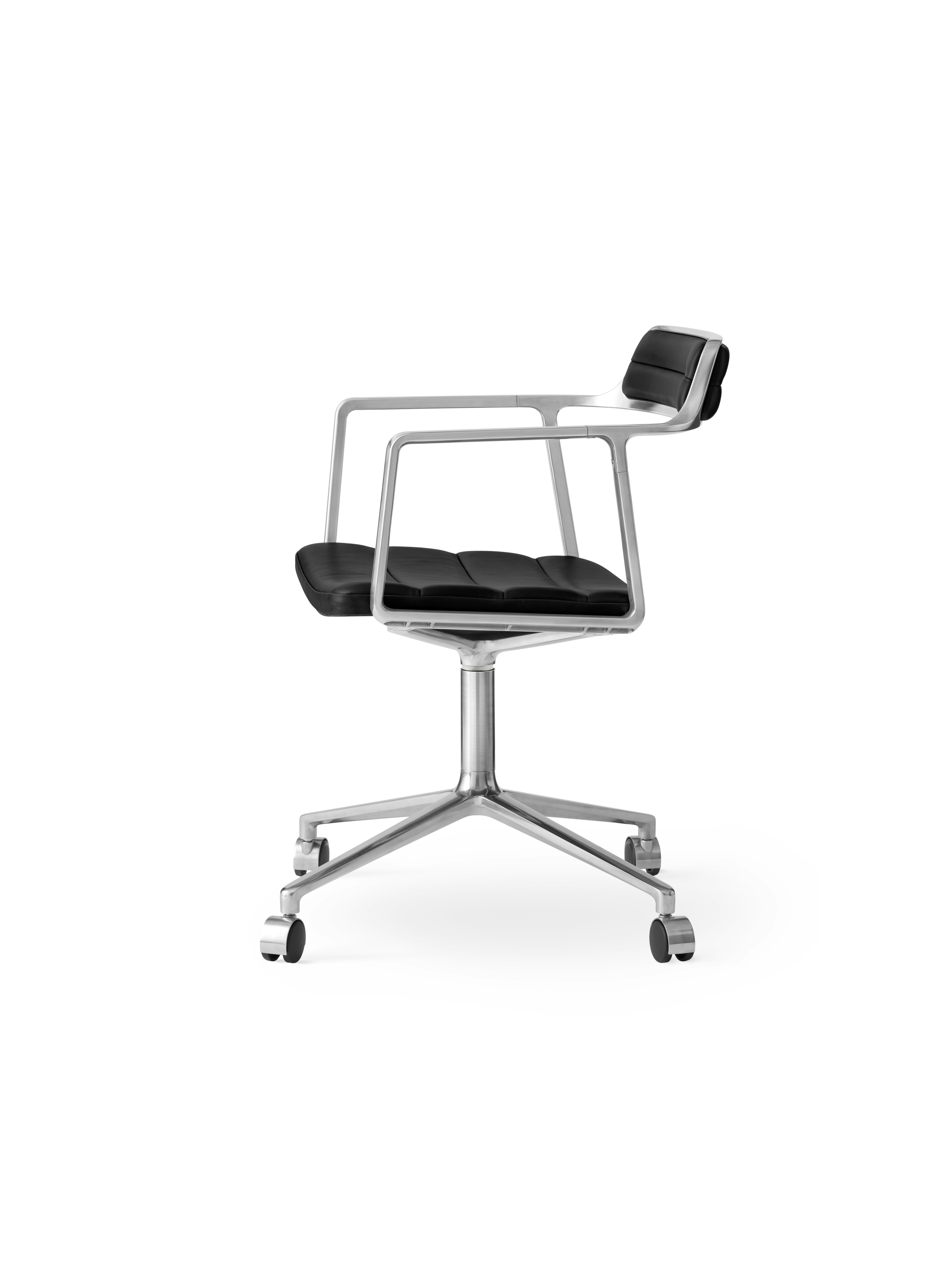 A Vipp452 Swivel Chair Viewed from an angle.
