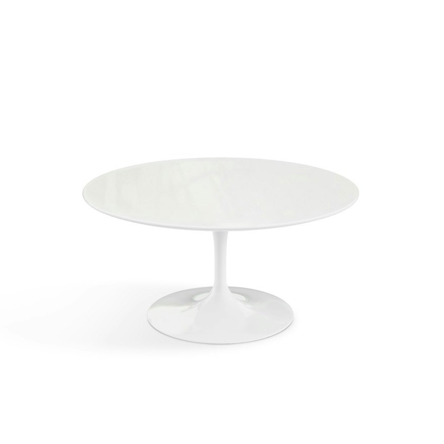 Saarinen Coffee Table - 35",  Round,  Quartz,  Vetro Bianco,  White"
