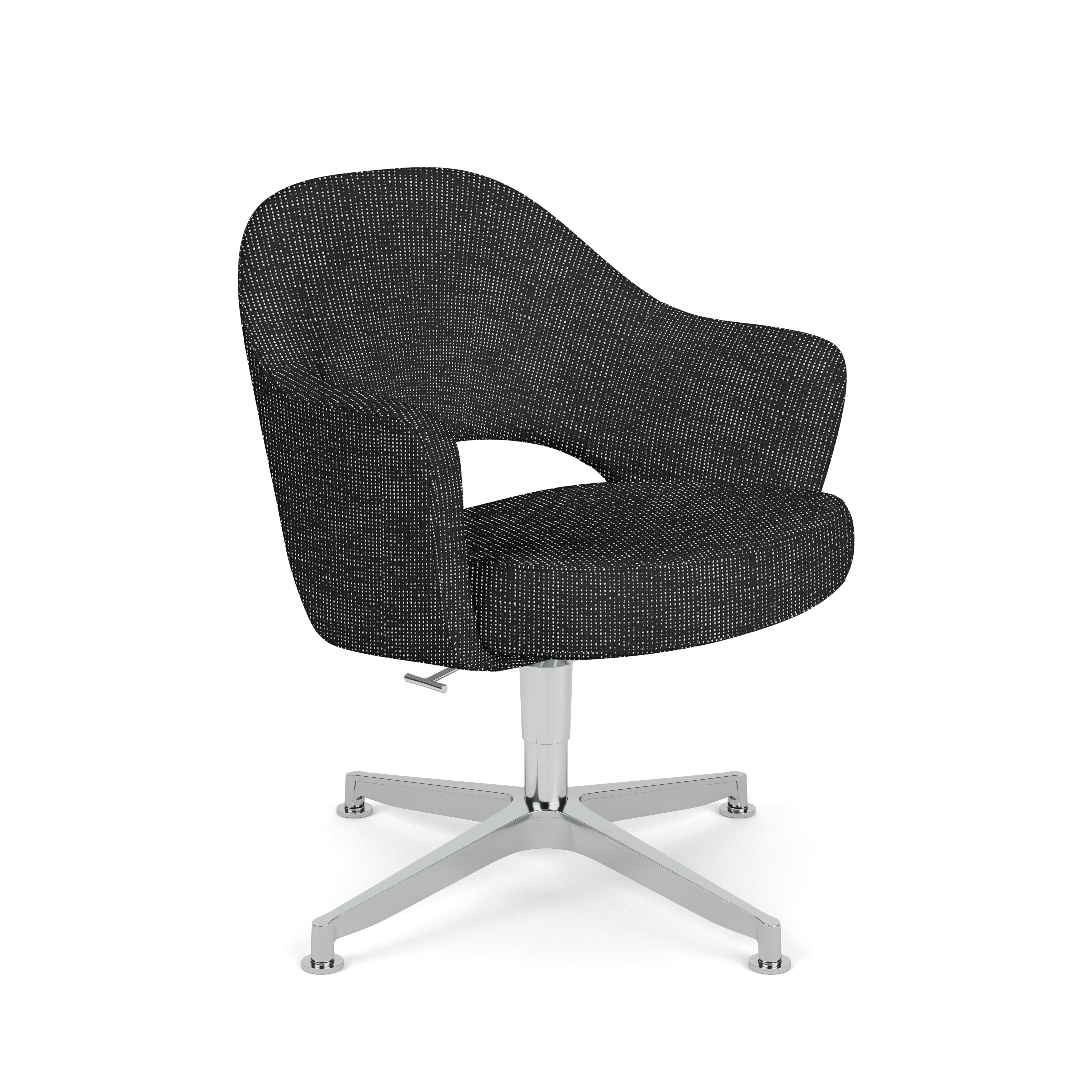Saarinen Executive Office Armchair - 4 Star,  Prestini,  Black / White,  Polished Aluminum Base,  Glides