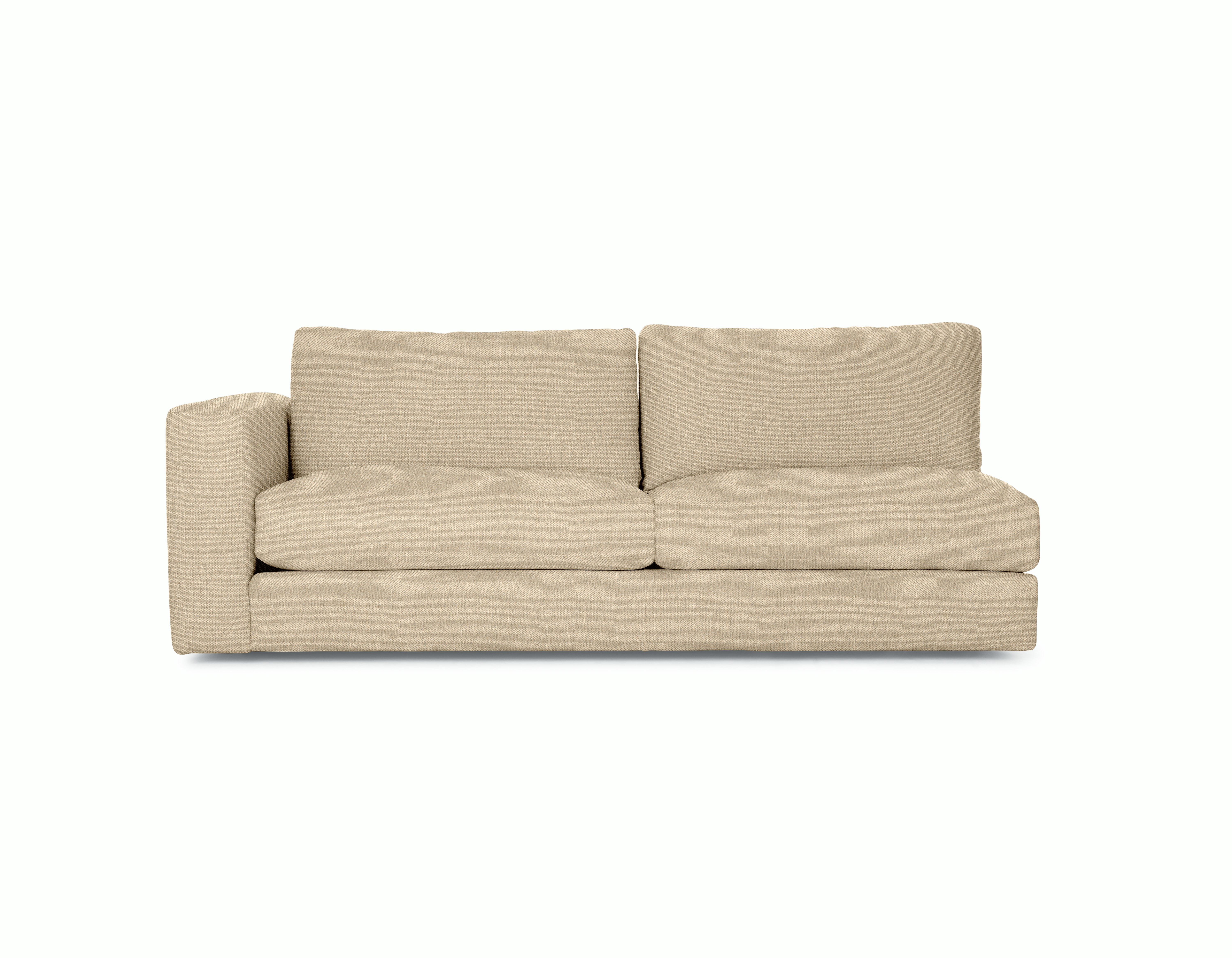 Reid Modular Sofa - One - Arm,  Left,  Album Linen,  Straw with block leg