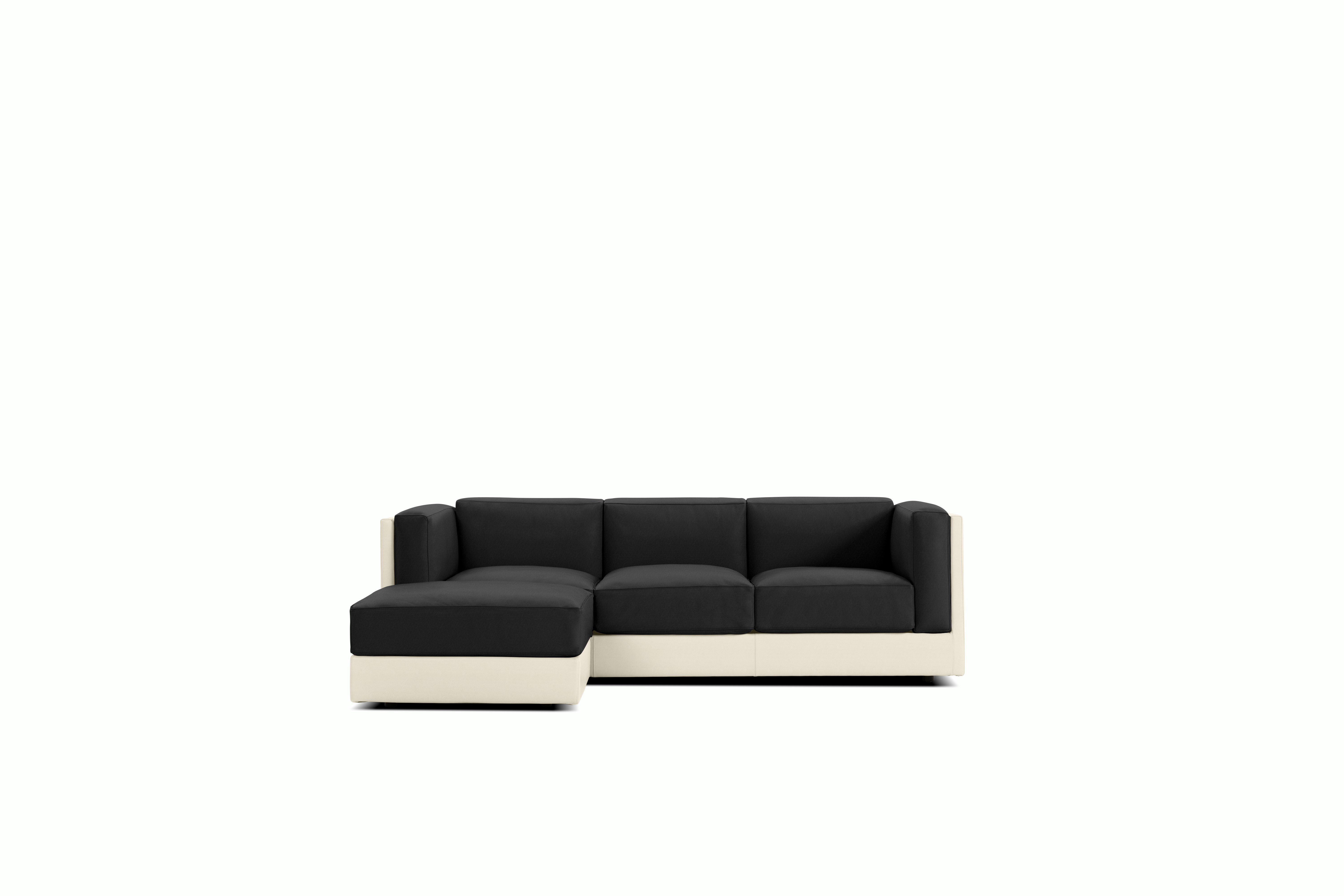 Symme Sectional Chaise - Leather Frame,  Prone Leather,  Lotus,  Prone Leather,  Obsidian