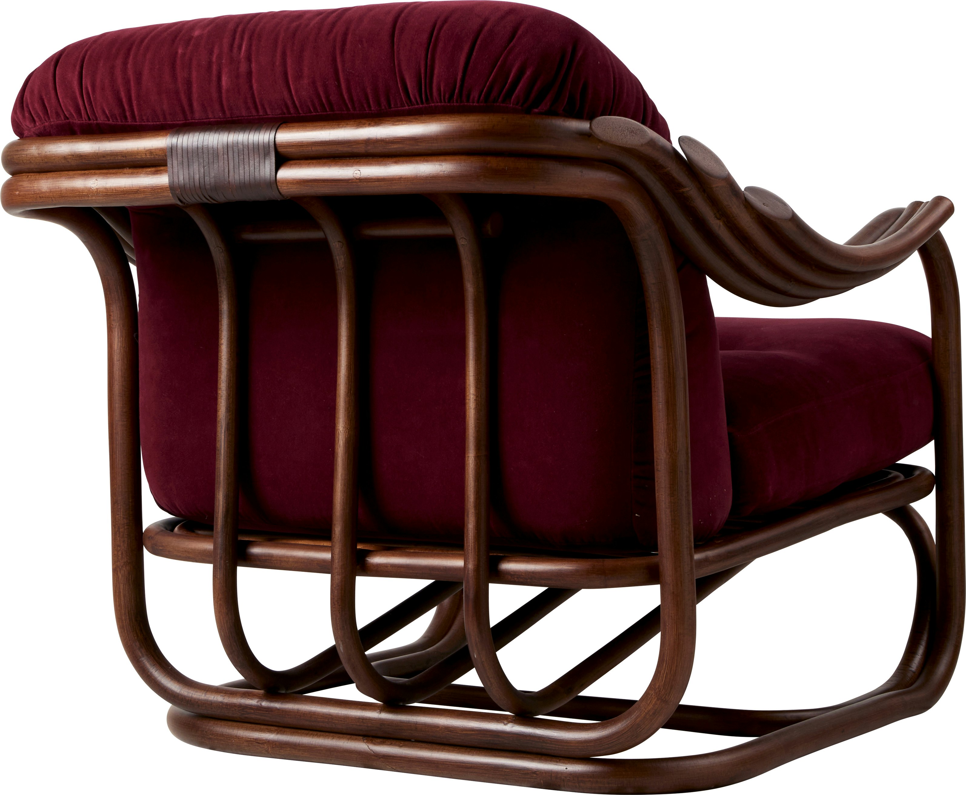 A Poltona&nbsp;Tria Lounge Chair in Red Viewed from an angle.