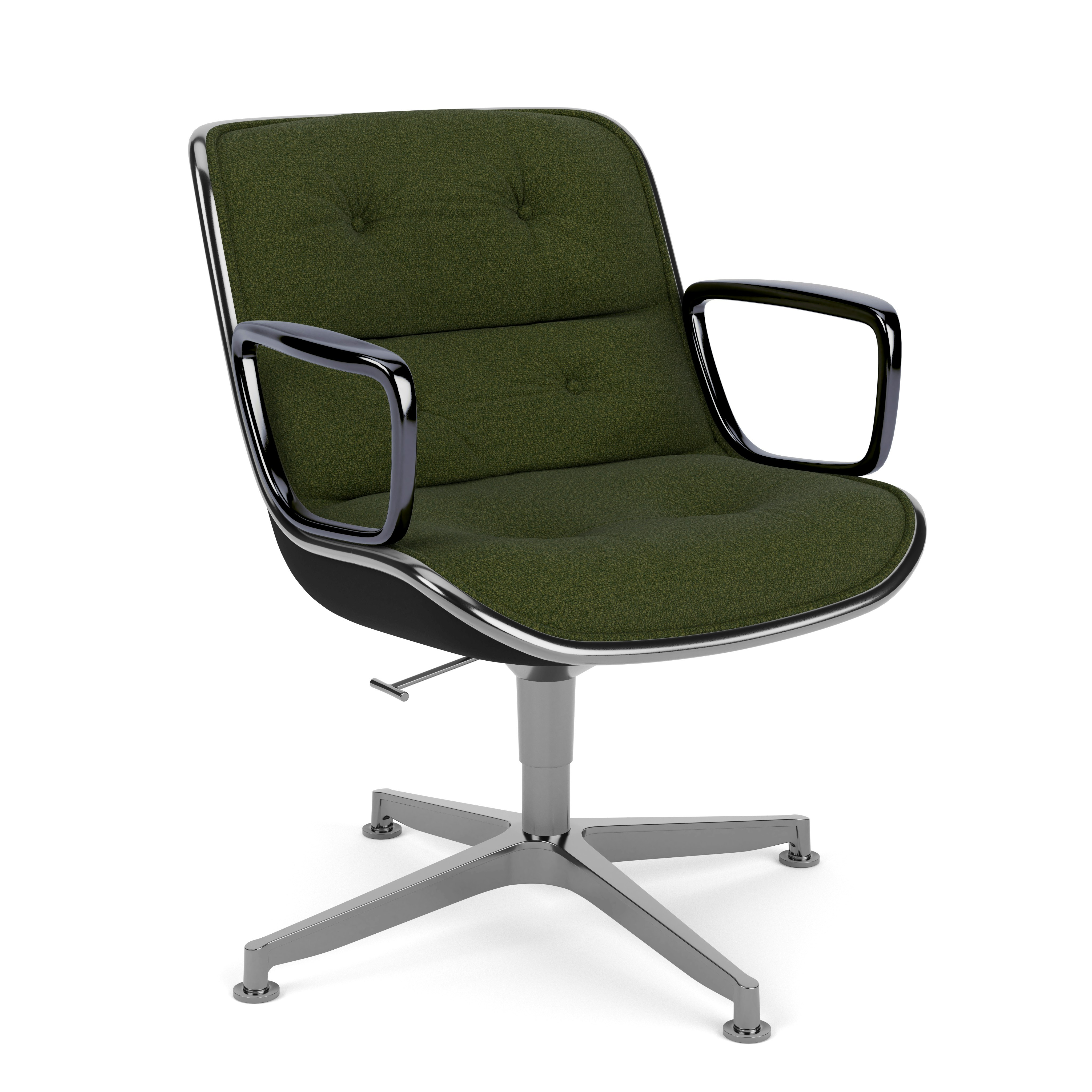 Pollock Executive Armchair - 4 Star, Polished Aluminum, Classic Boucle, Rover
