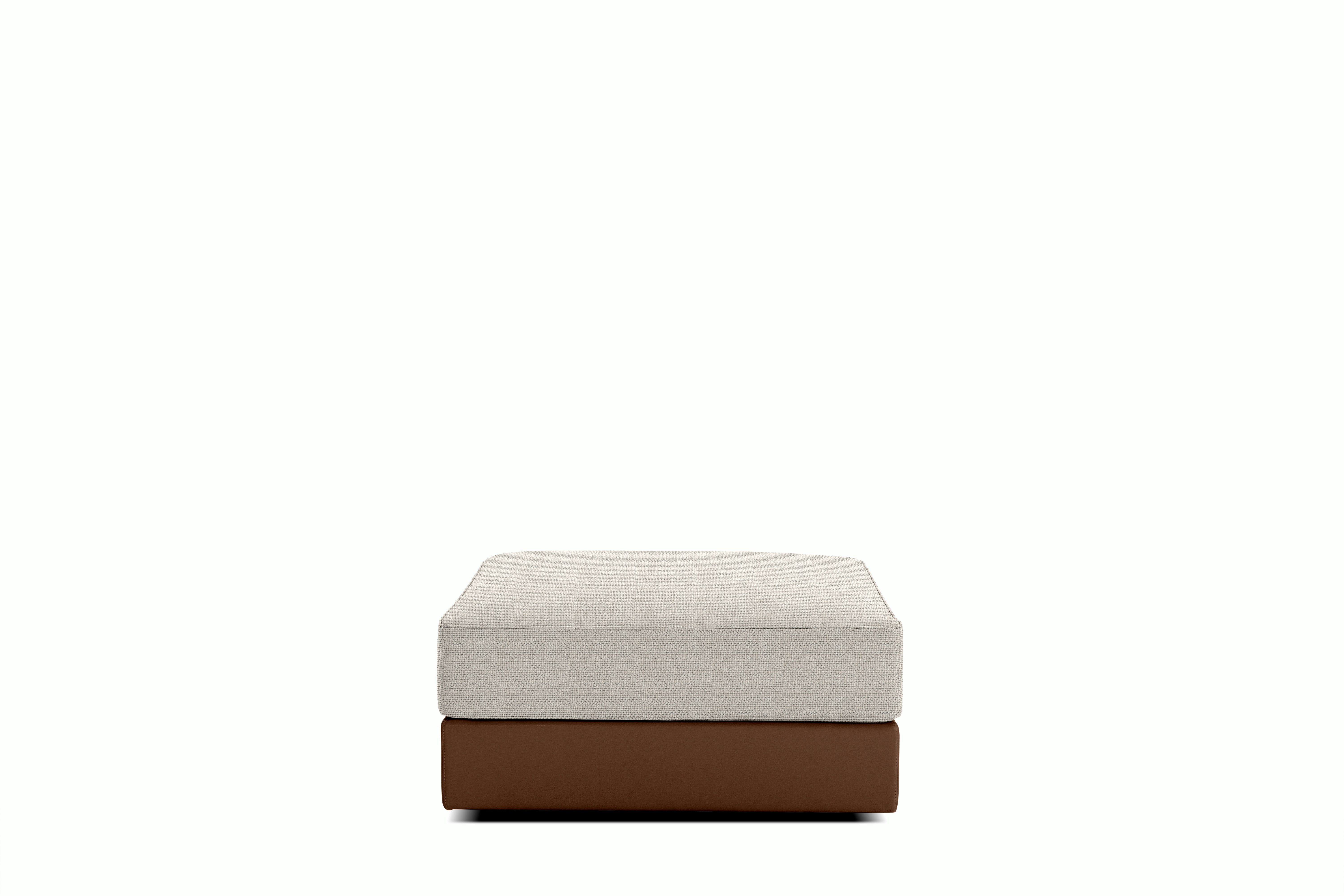 Symme Ottoman - Cocktail,  Leather Frame,  Prone Leather,  Ledge,  Pebble Weave,  Buff