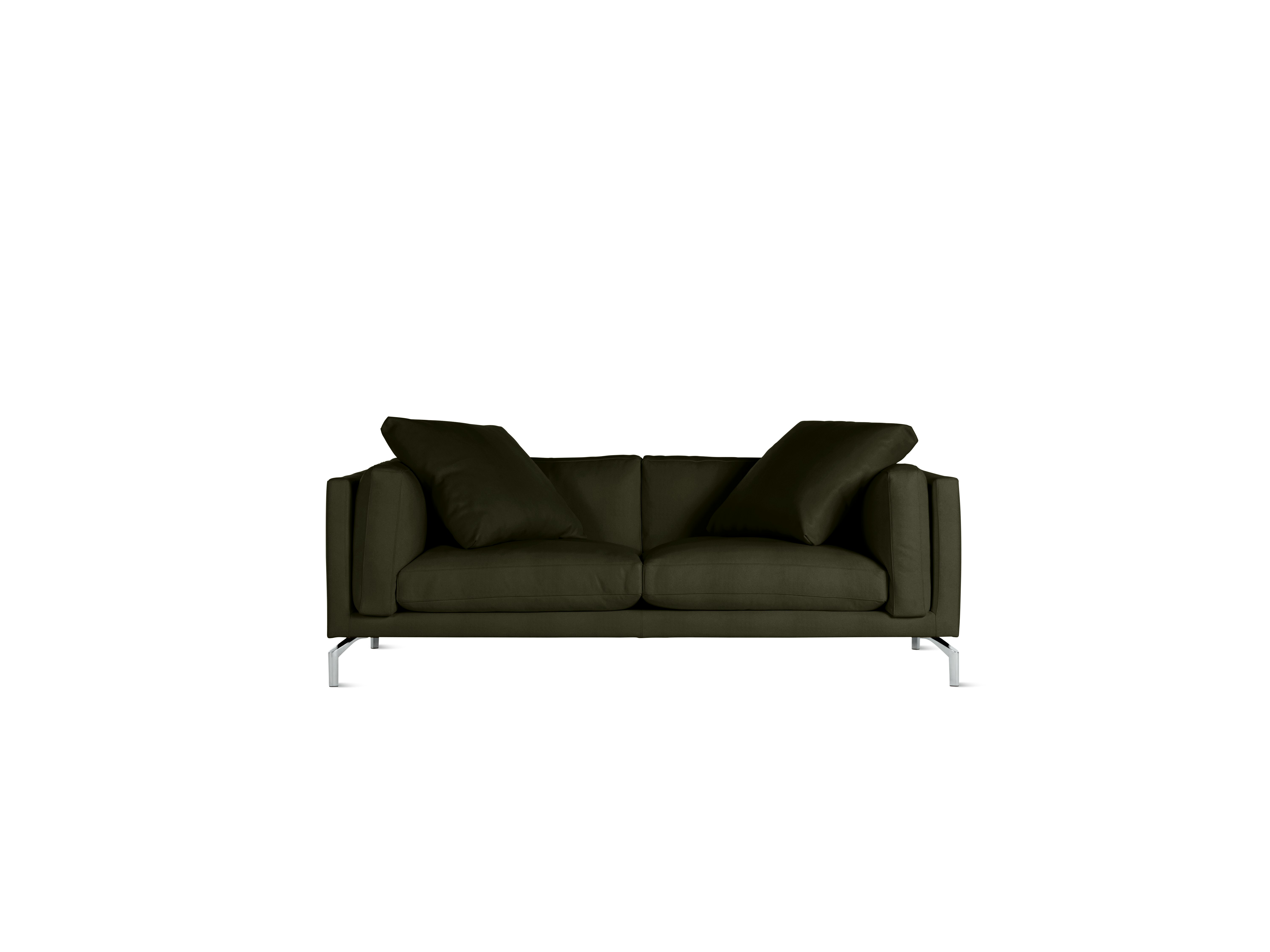 A Como Sofa in Crypton Sintra Velvet: Olive viewed from the front.
