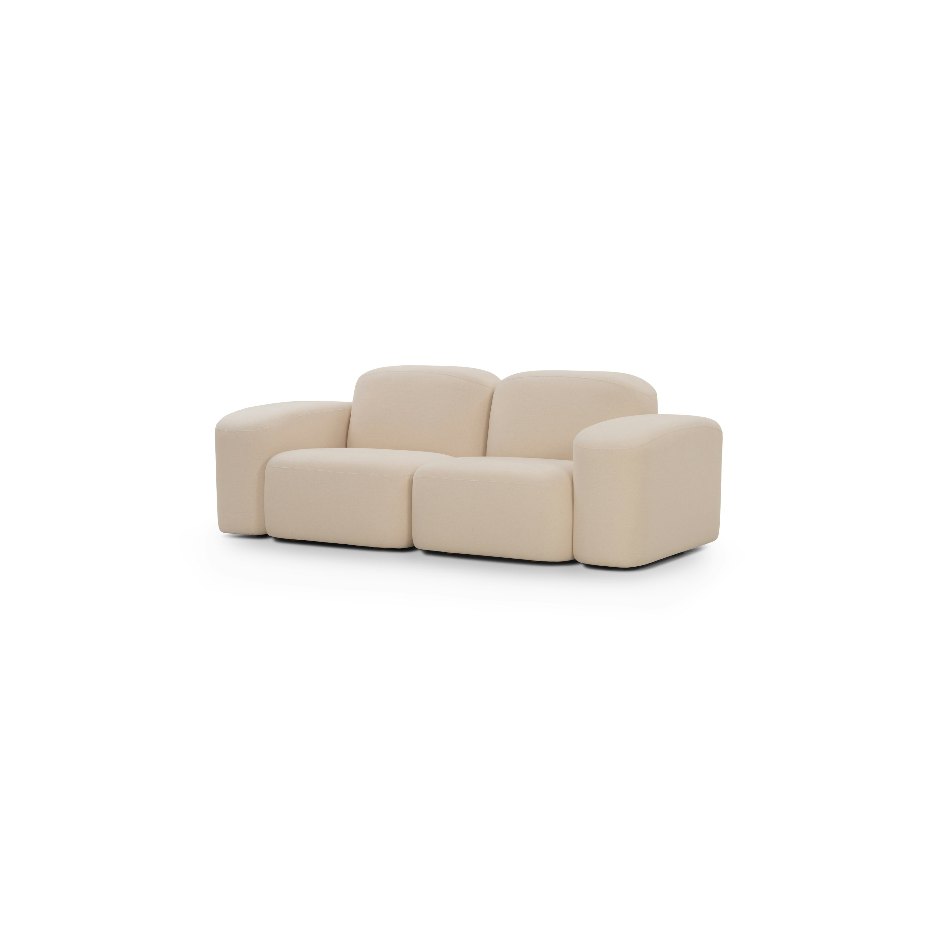 A Muse Sofa in Bridgehampton: Oat viewed from an angle.