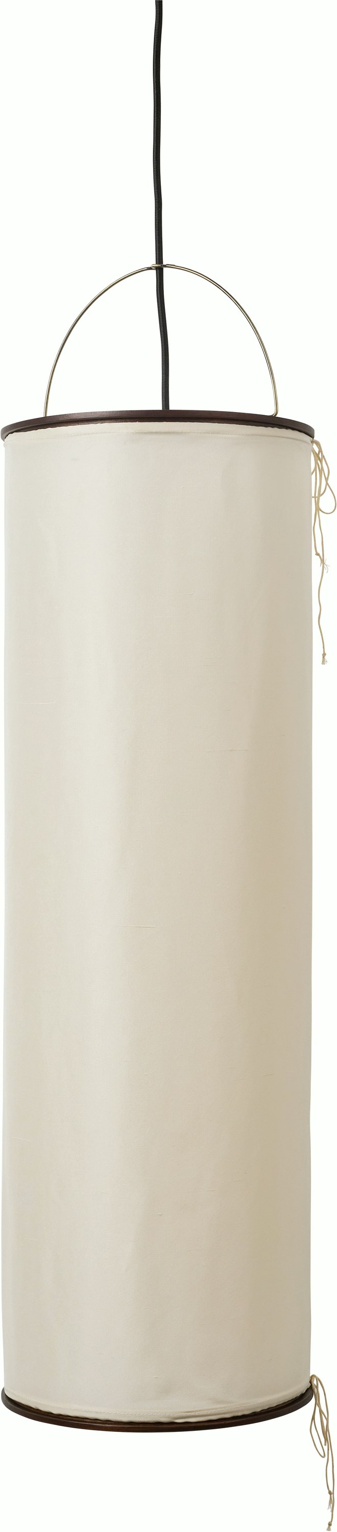 A Silk Lantern Pendant in Natural White Silk viewed from an angle.