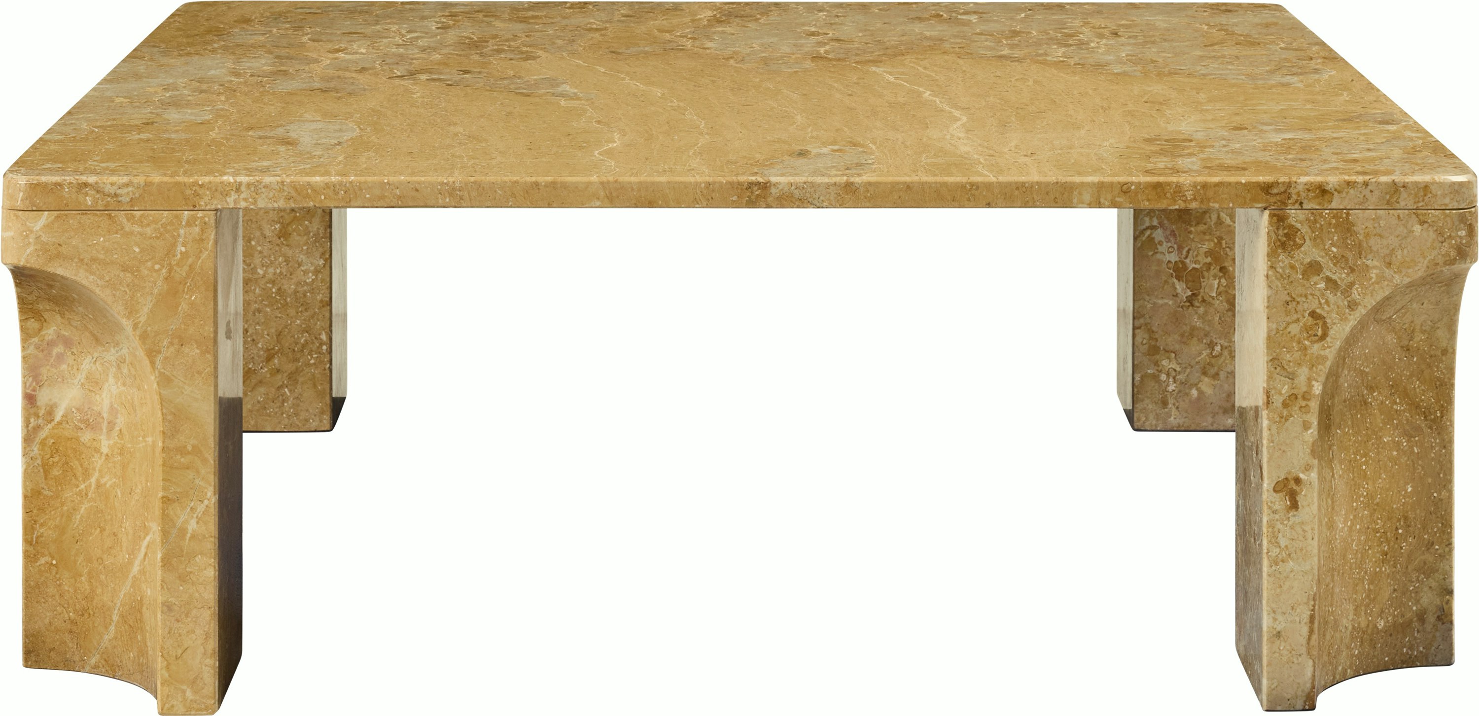 A Doric Coffee Table in Yellow viewed from the front.