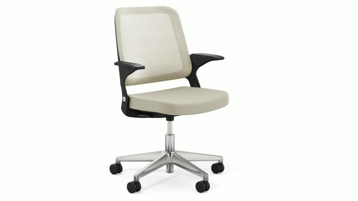 Ollo Chair by Knoll with a mesh back, upholstered seat, and five-star wheeled base.