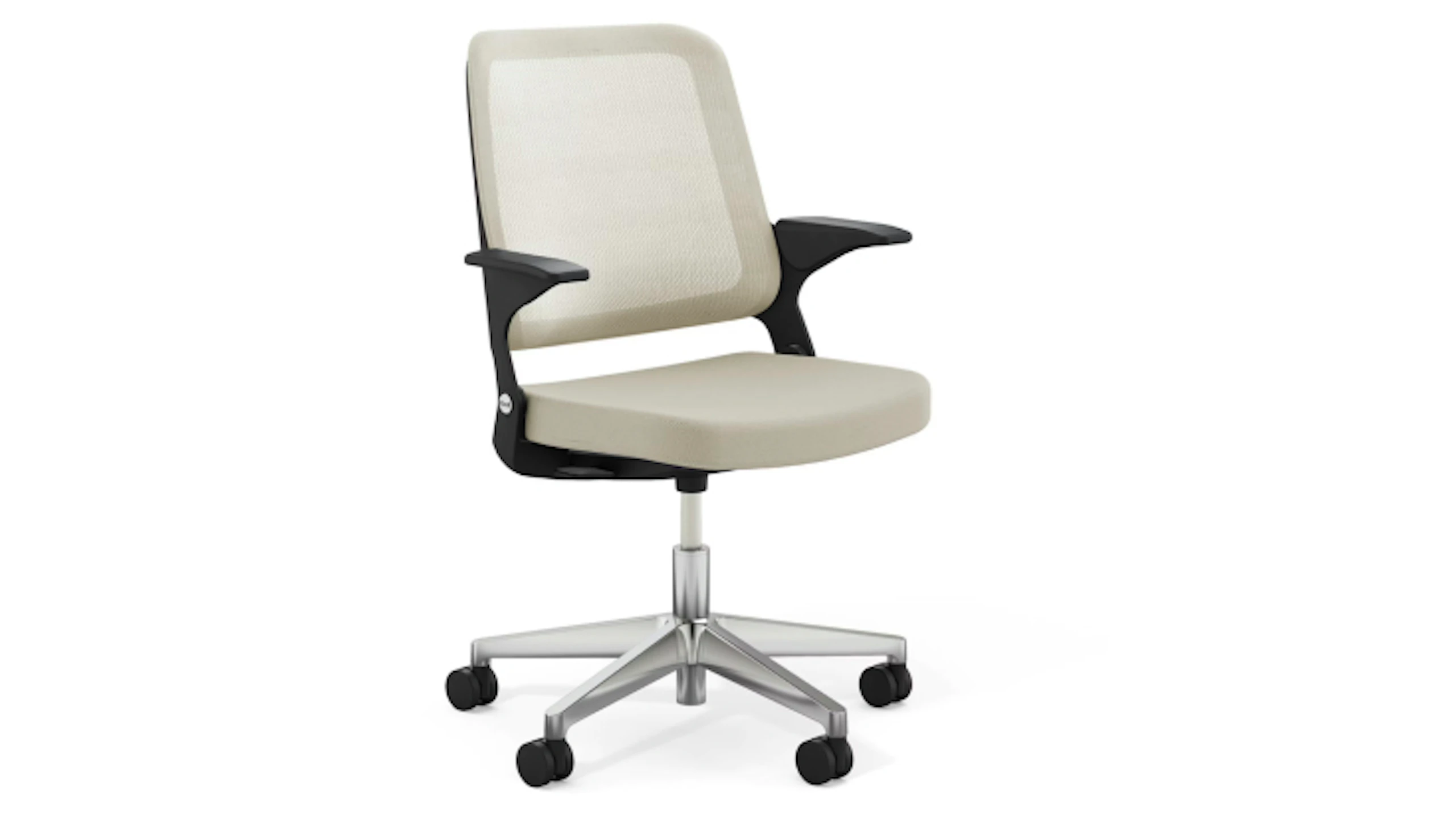 Ollo Chair by Knoll with a mesh back, upholstered seat, and five-star wheeled base.