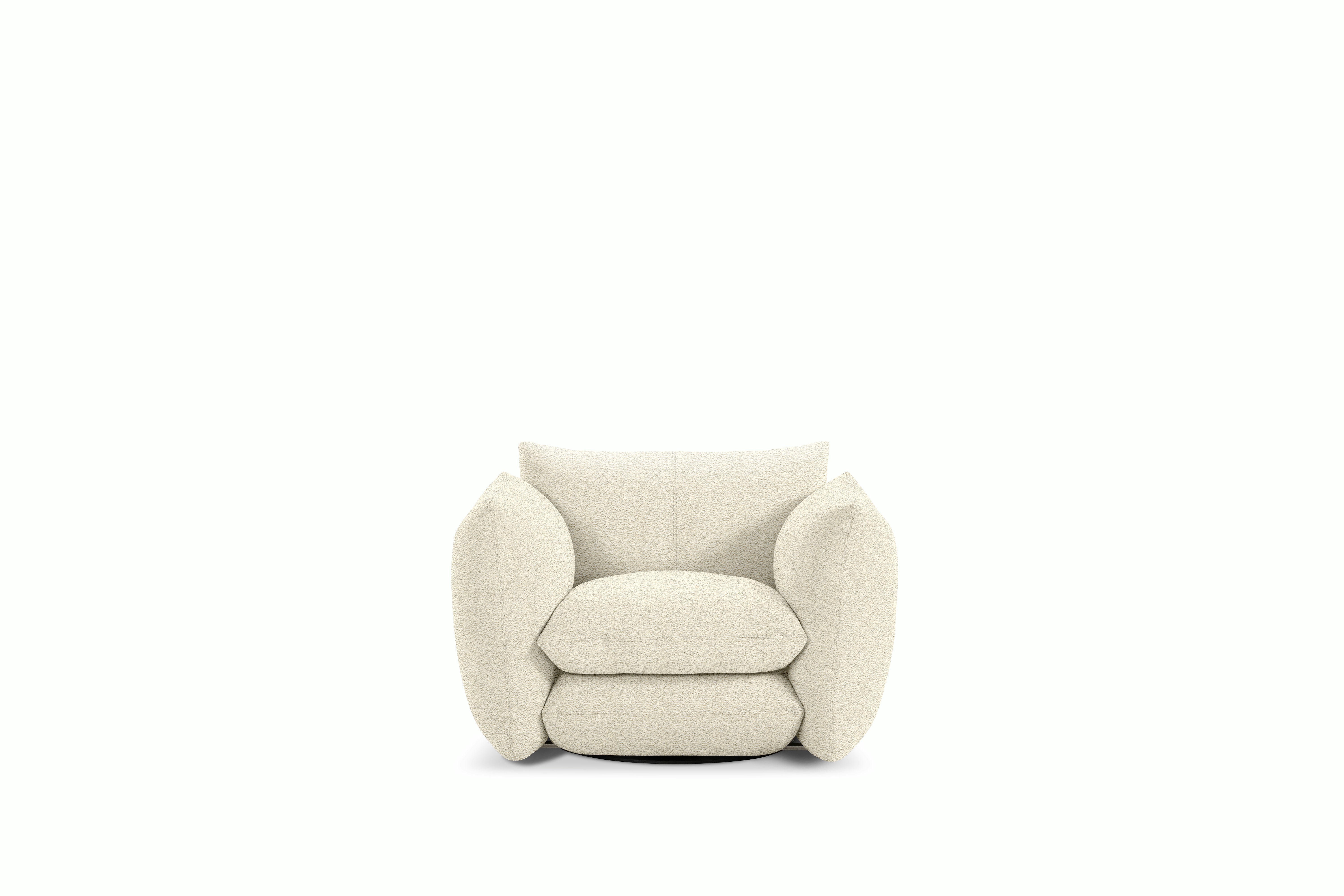 Perron Pillo Lounge Chair - Swivel or Fixed,  Curly,  White