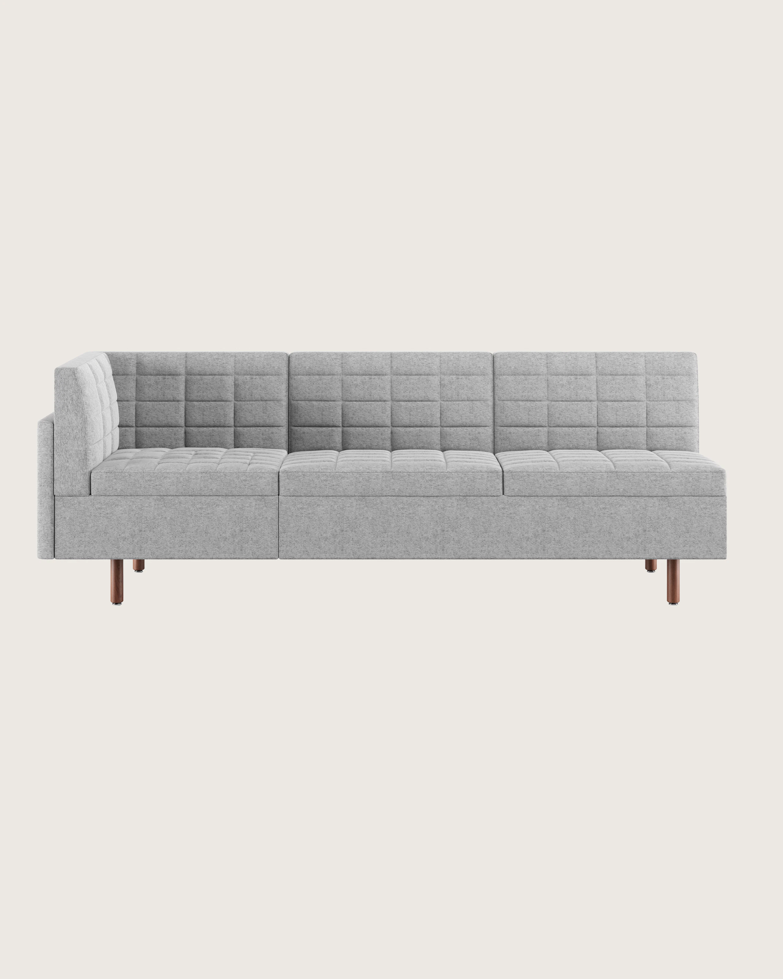 Tuxedo Classic Corner Sofa, LftCorner, Cozy, HeathrdGry, Walnut