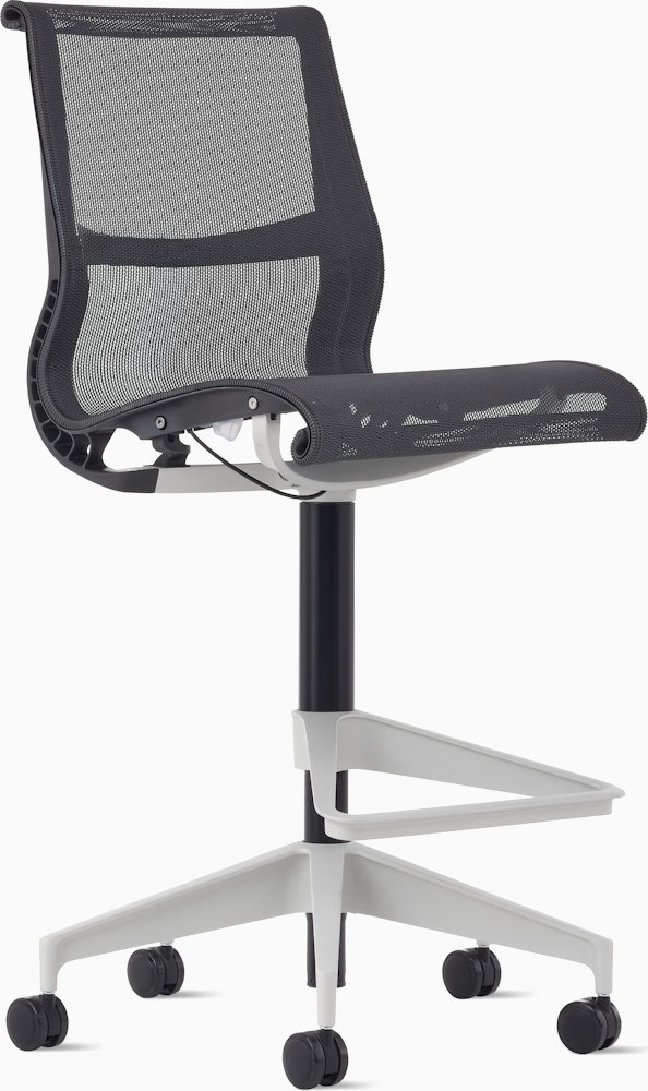 Setu Stool - No Arms,  Intercept,  Graphite,  Graphite,  Silver Alloy