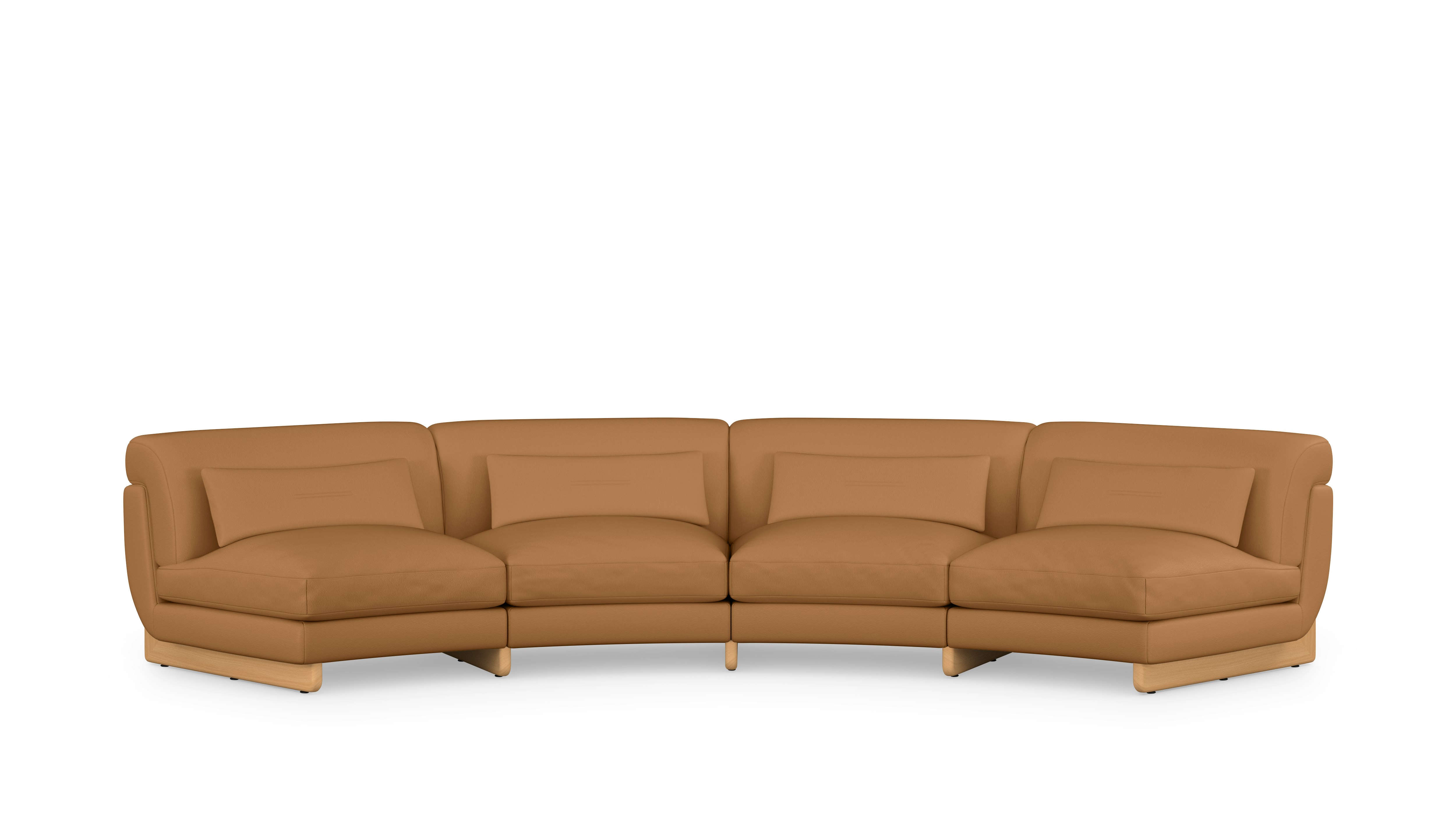 Contra Wedge Sectional - 4 Seat, Prone Leather, Shore, Oak