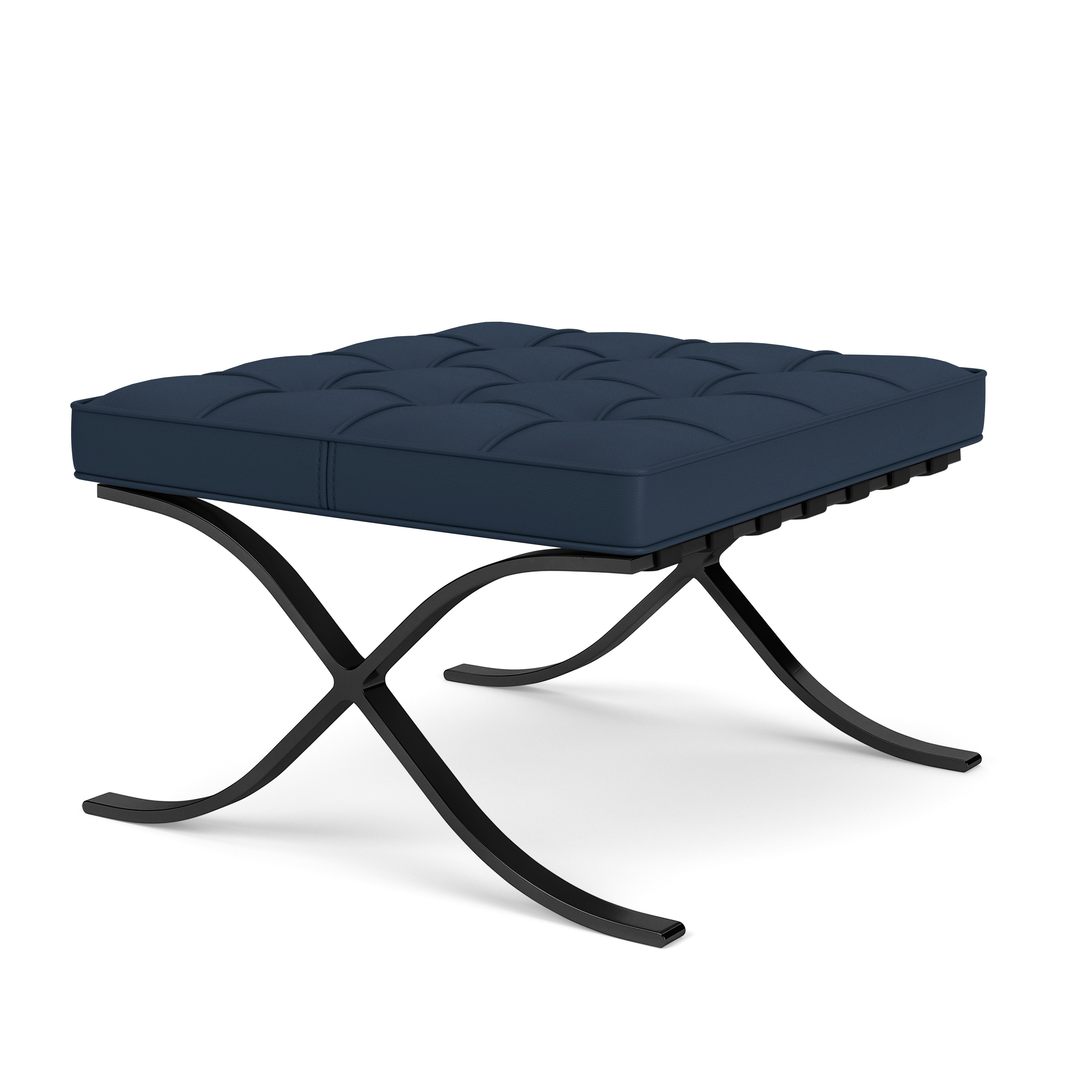 Barcelona Stool in Acqua Leather,  Cote d'Azur,  Black