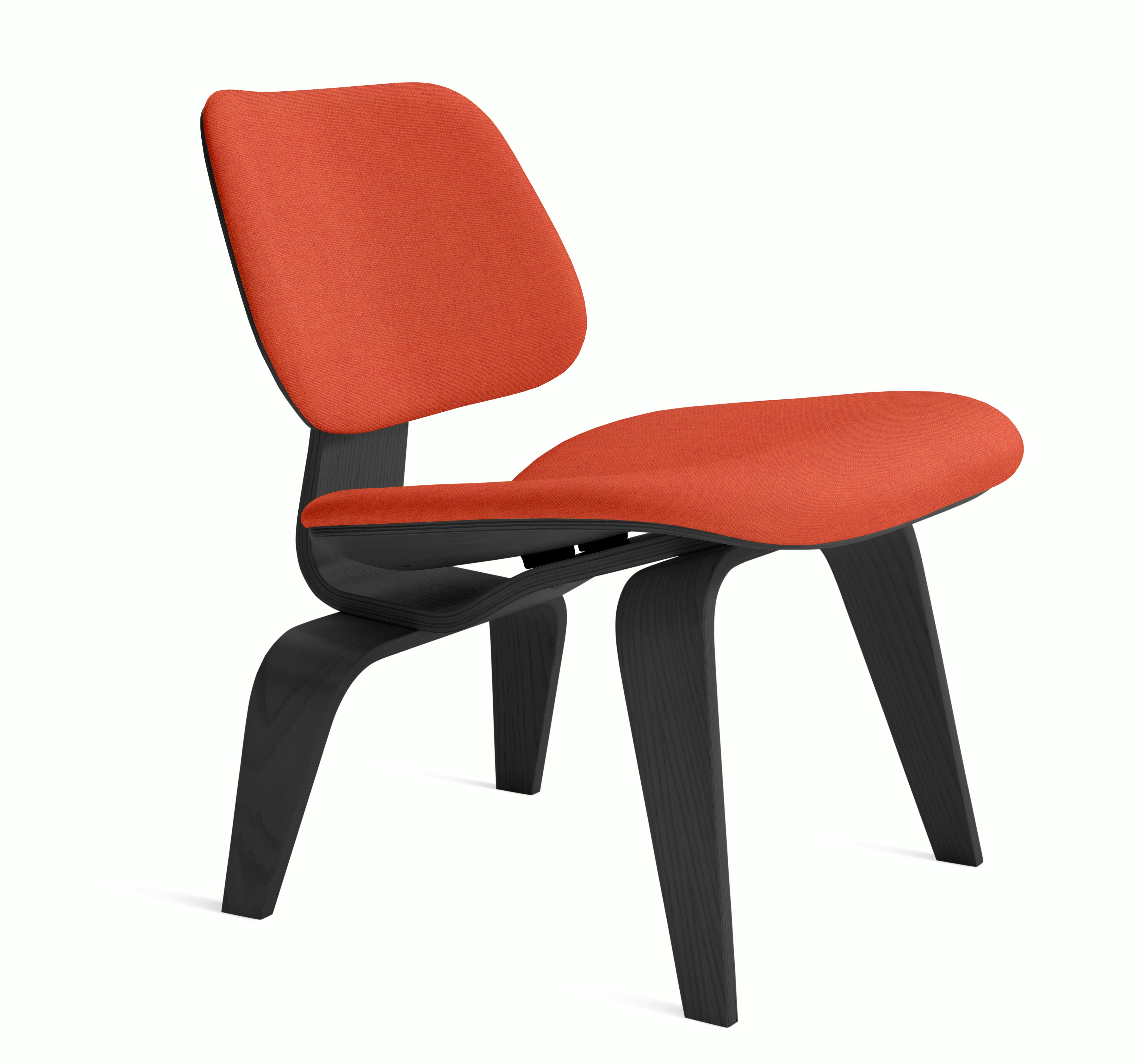Eames Molded Plywood Lounge Chair Wood Base (LCW) - Upholstered, Ebony, Beck, 040 Curio