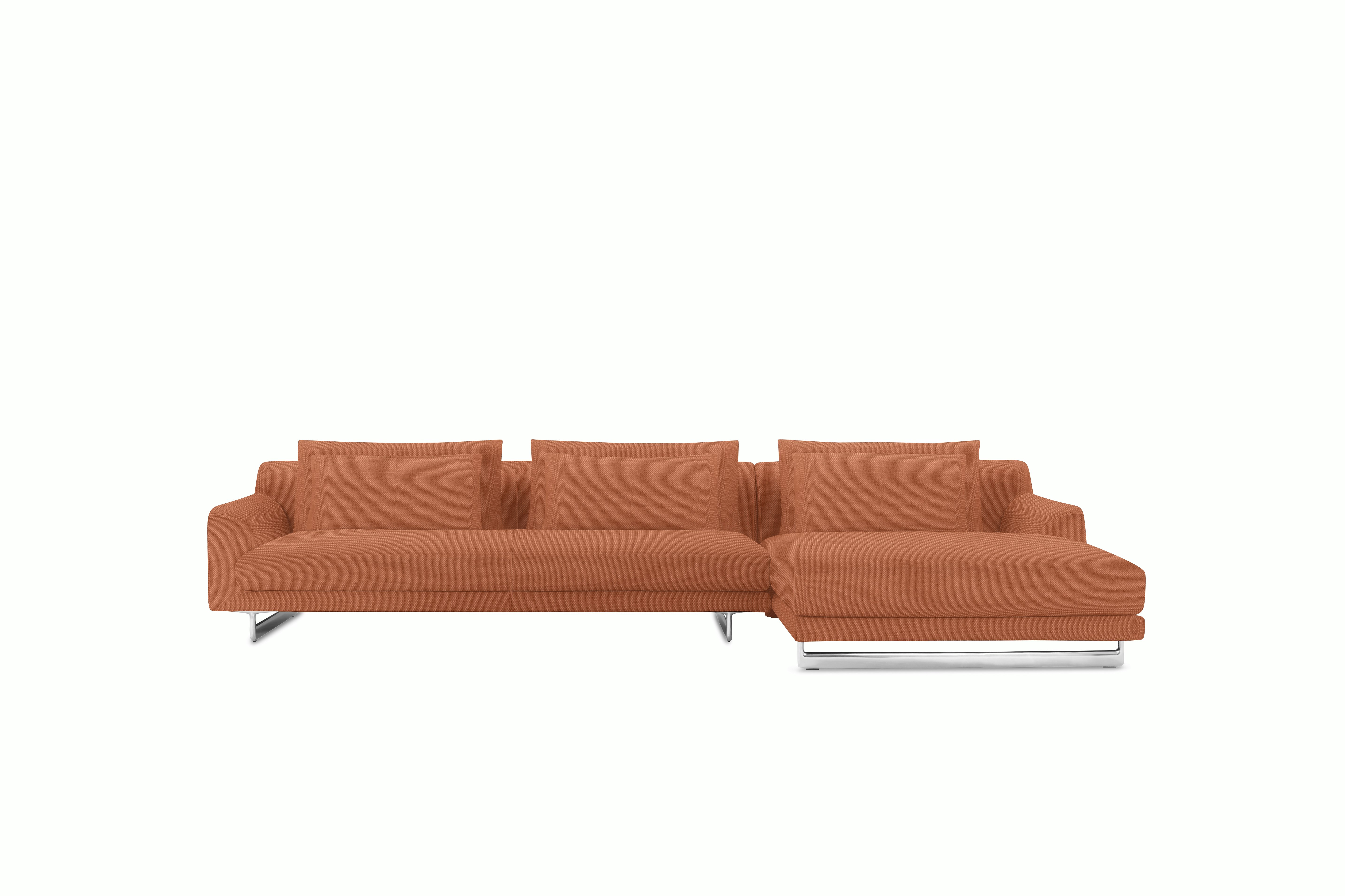 A Lecco Sectional in Caramelized viewed from the front.