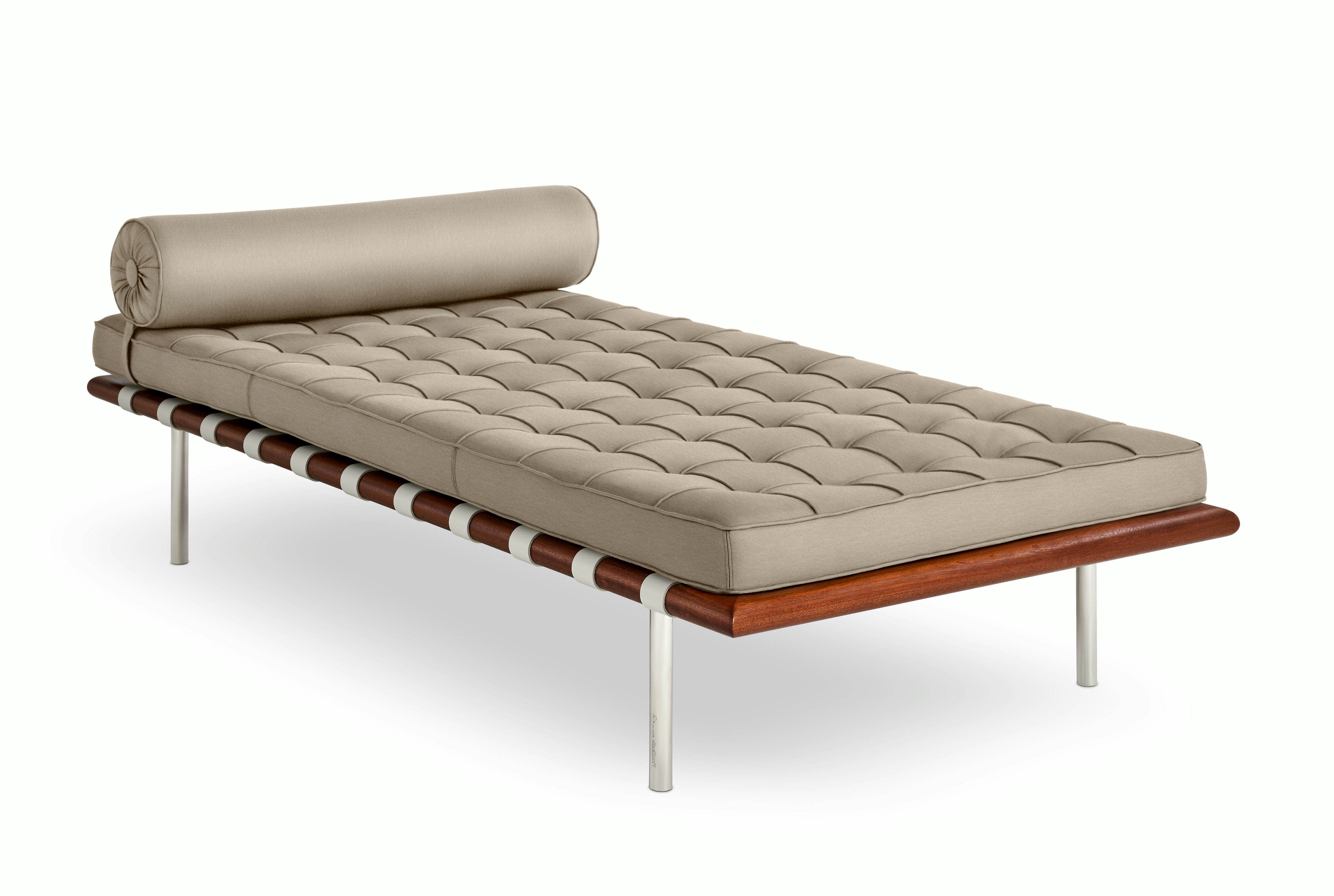 Barcelona Couch in Knoll Velvet,  Ethereal,  Polished Chrome