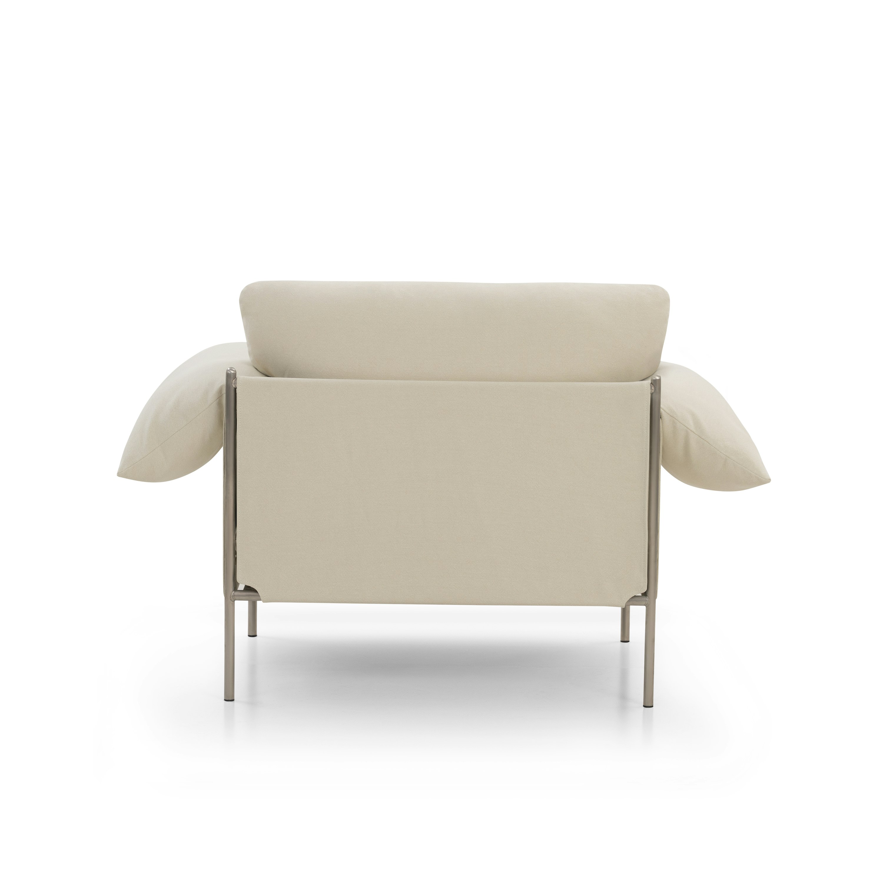 A Alva Chair in Cabarita Natural with a Brushed Steel finish viewed from Back