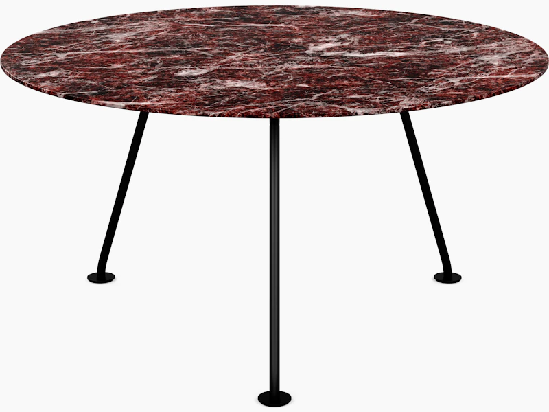 Grasshopper Dining Table - Round, 54", Satin Rosso Rubino, Black"