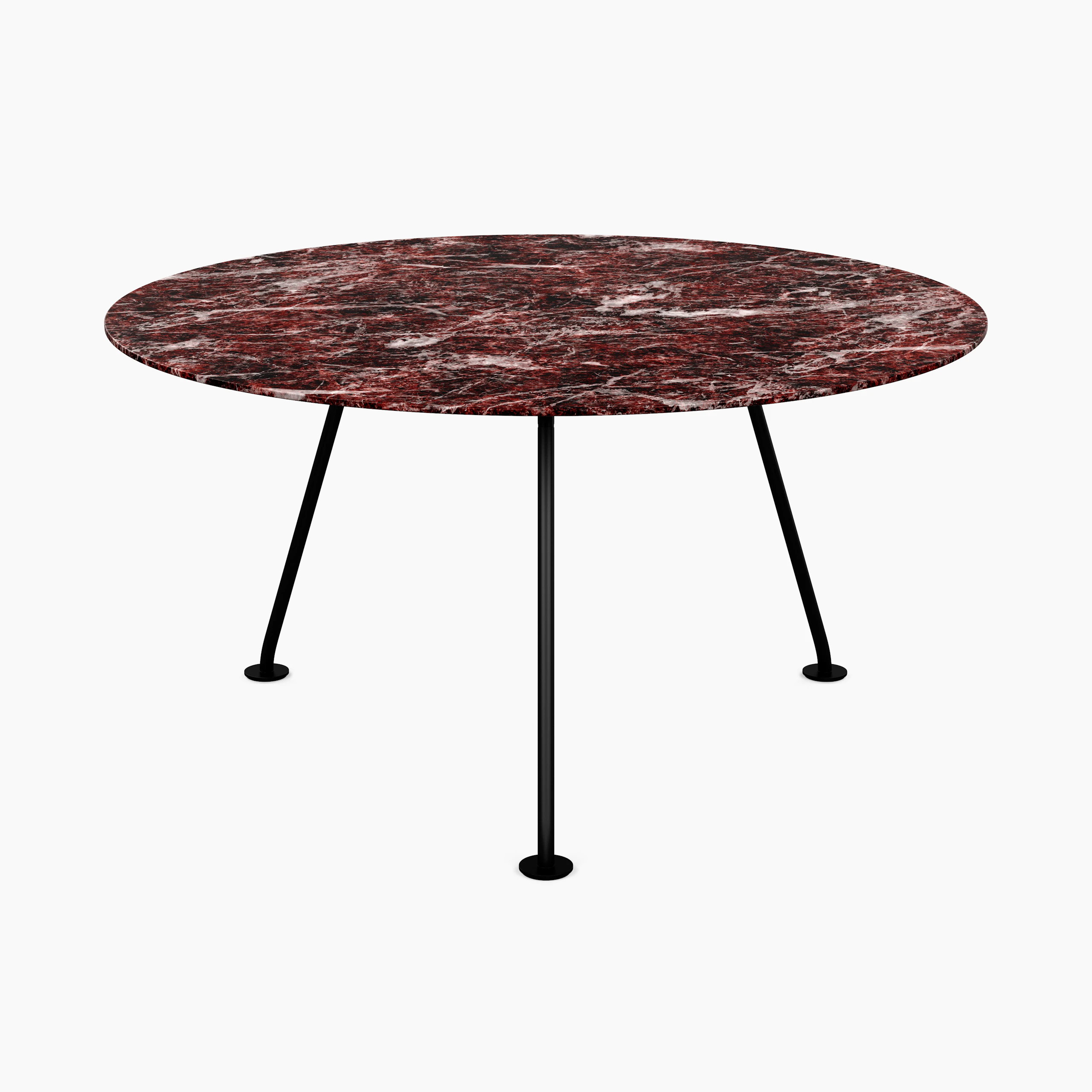 Grasshopper Dining Table - Round, 54", Satin Rosso Rubino, Black"
