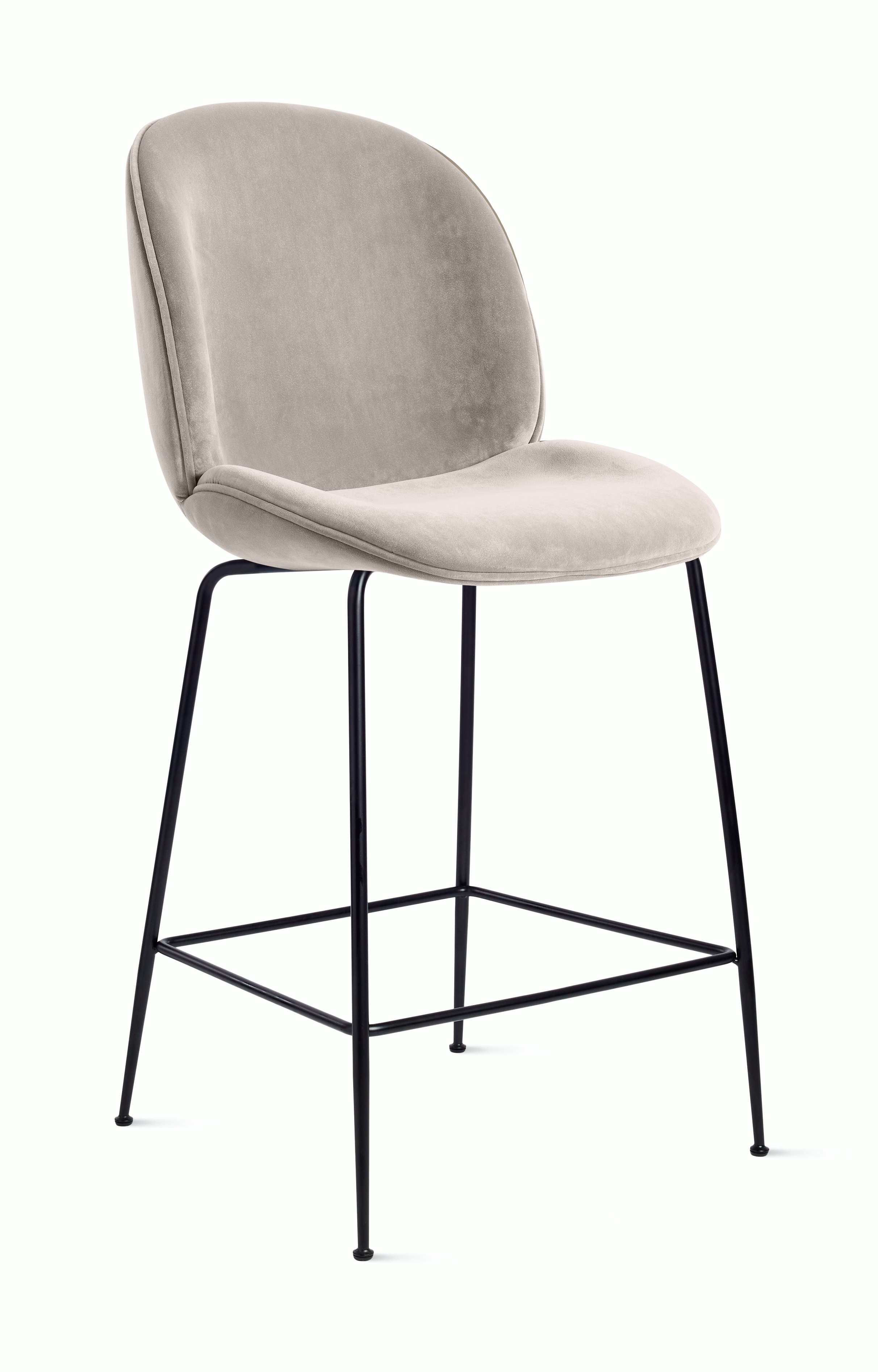 Beetle Stool - counter height,  velvet,  cream,  black