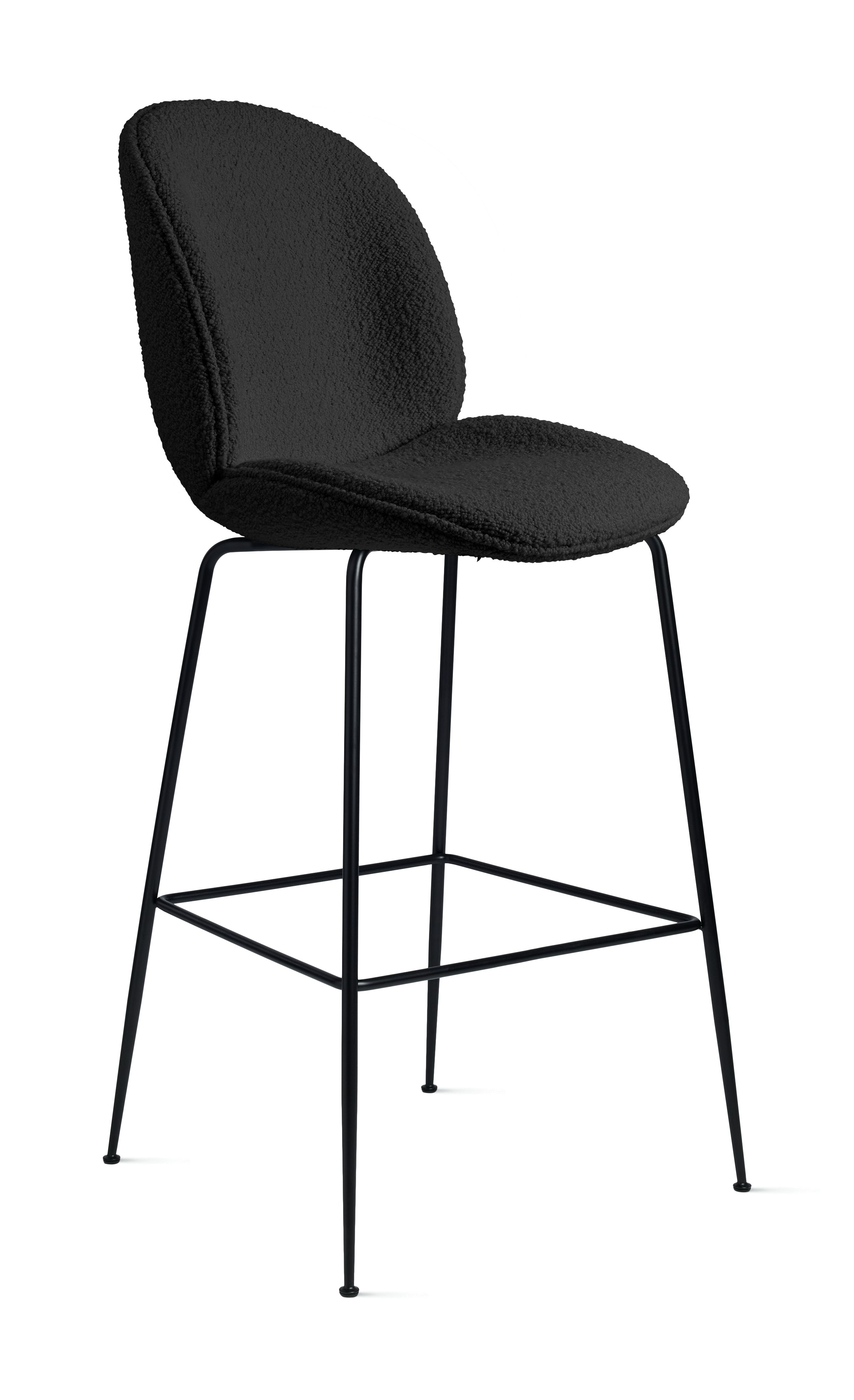 A Beetle Stool in black, black viewed from an angle.