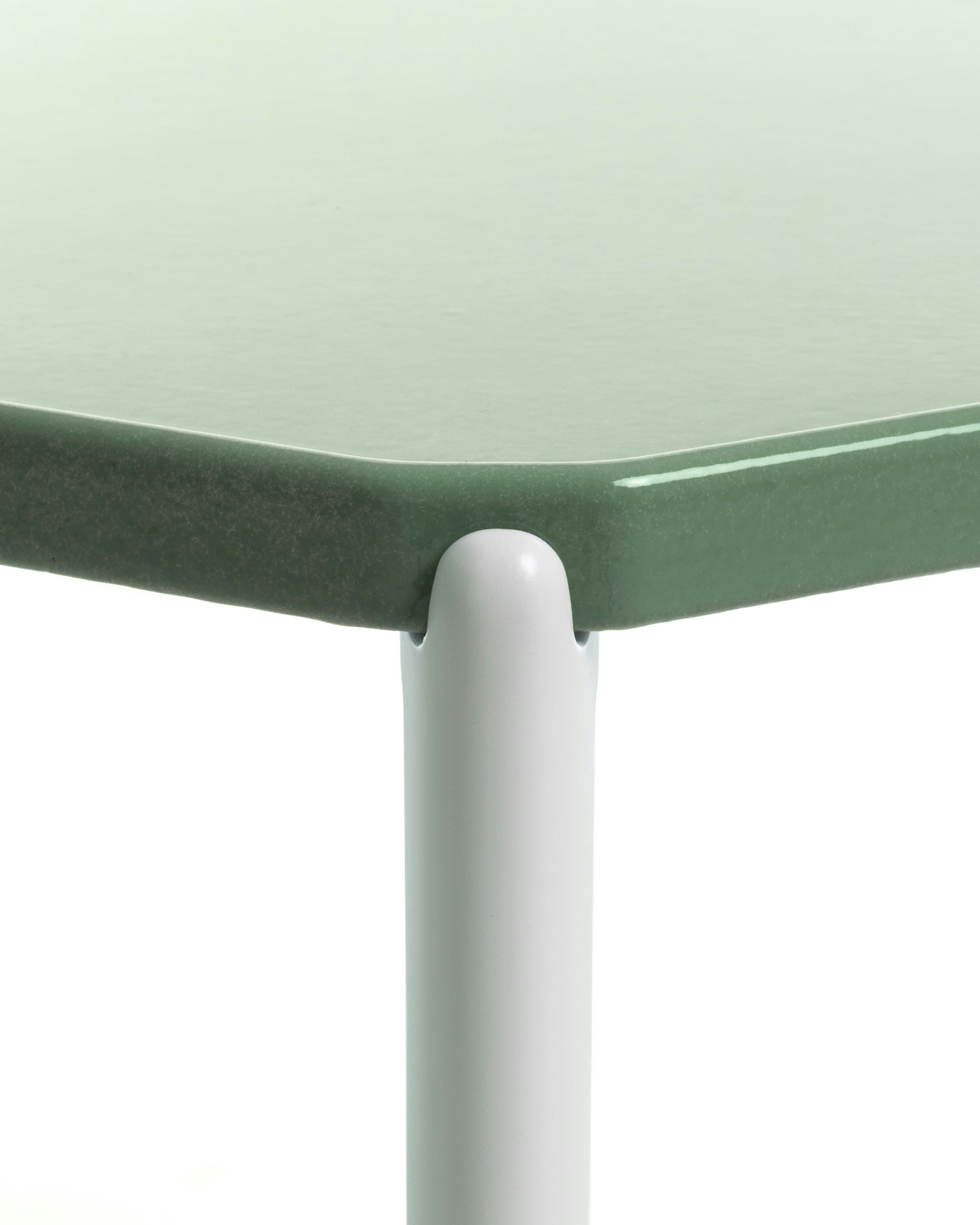 Tambour Table - 14.25In, Rhomboidal, White, Green