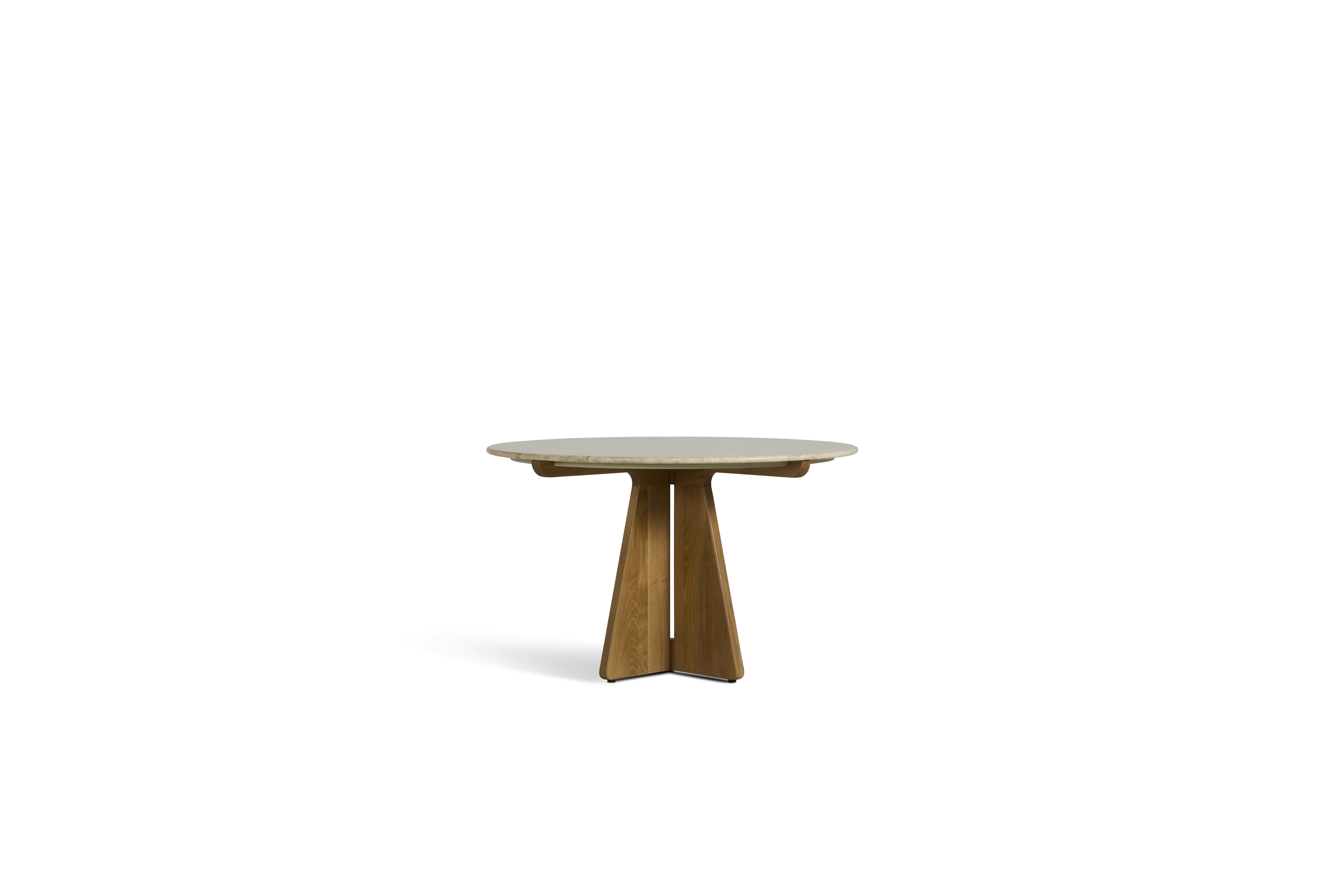 Pinna Dining Table - Round, 48 Inch, Emperador Light, White Oak