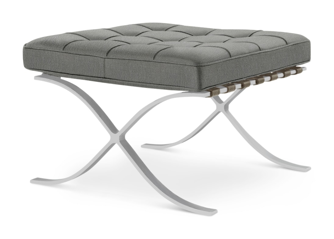 Barcelona Stool in Haven,  Pewter,  Polished Chrome