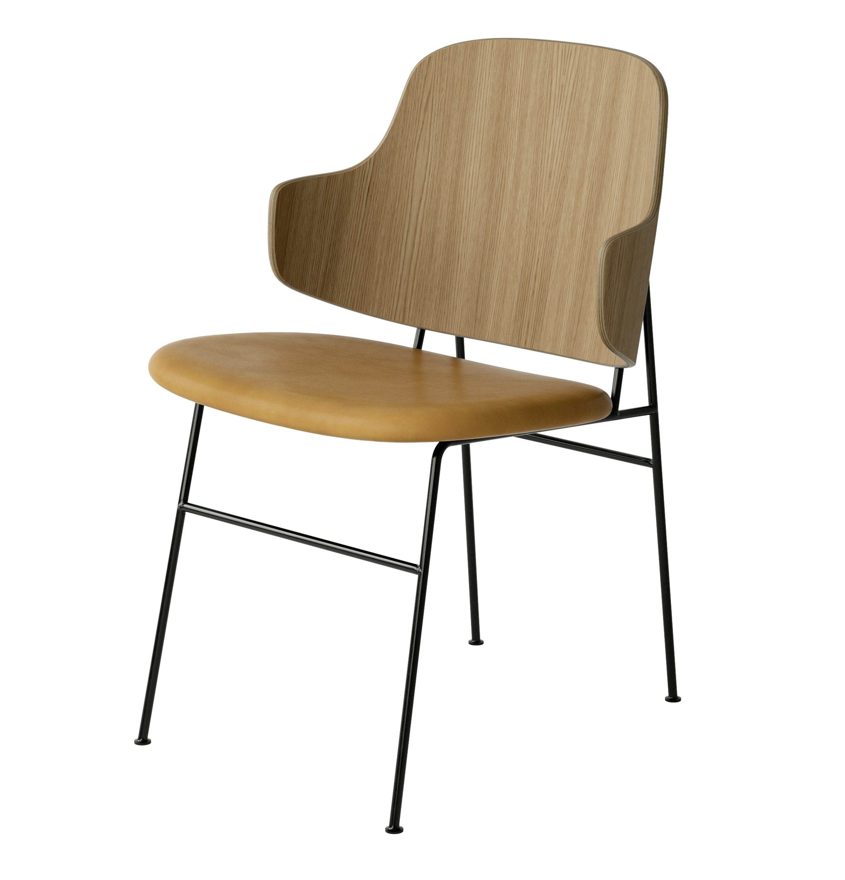 Penguin Dining Chair - Upholstered, Dakar Cognac, Oak