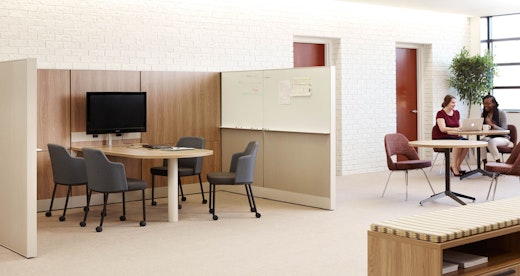 laminate fronts wood grain laminate marker board panels beltway power round café table column leg x-base credenza storage knoll essentials refined focus