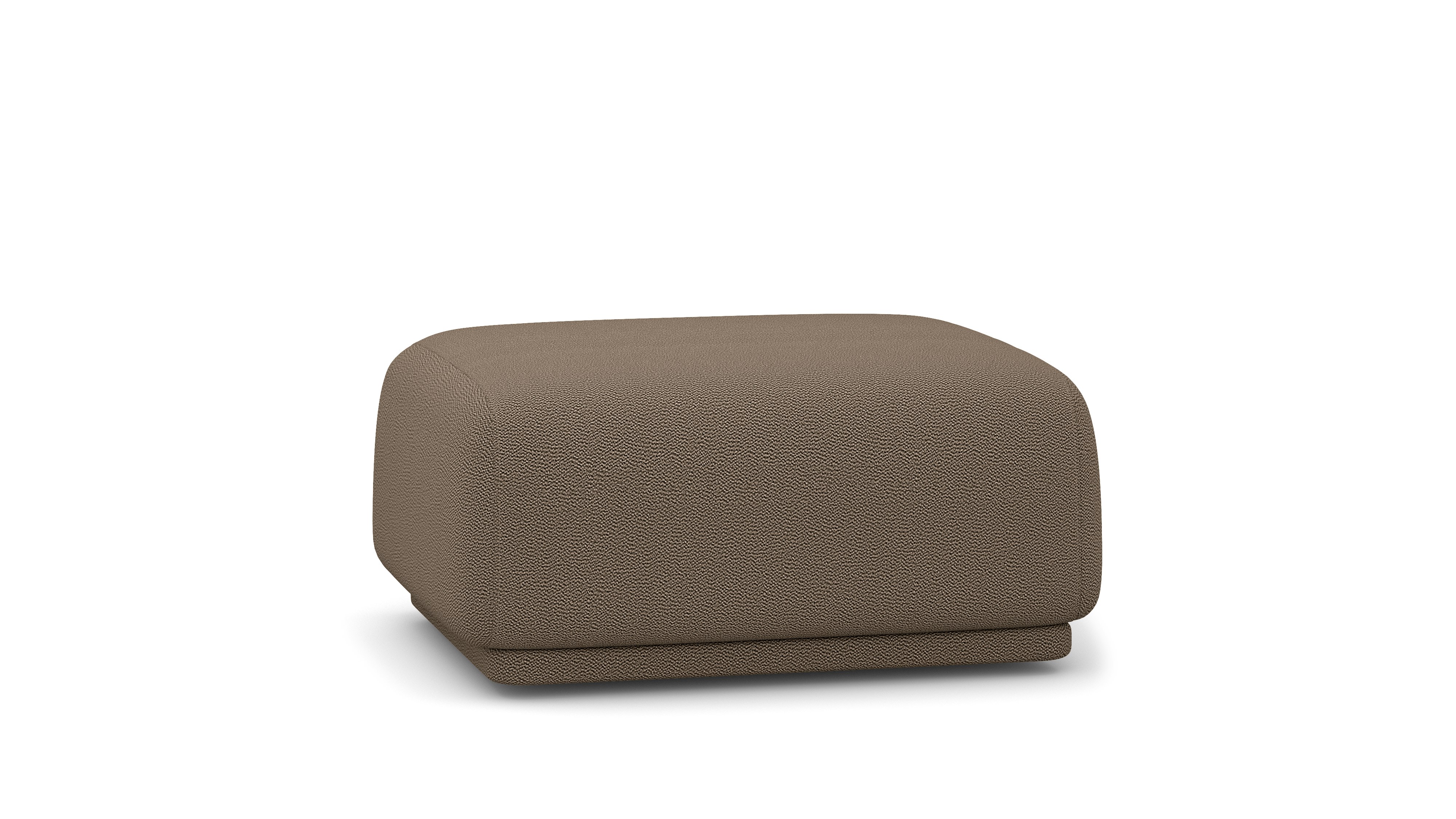 A Meris Ottoman in Brown viewed from an angle.