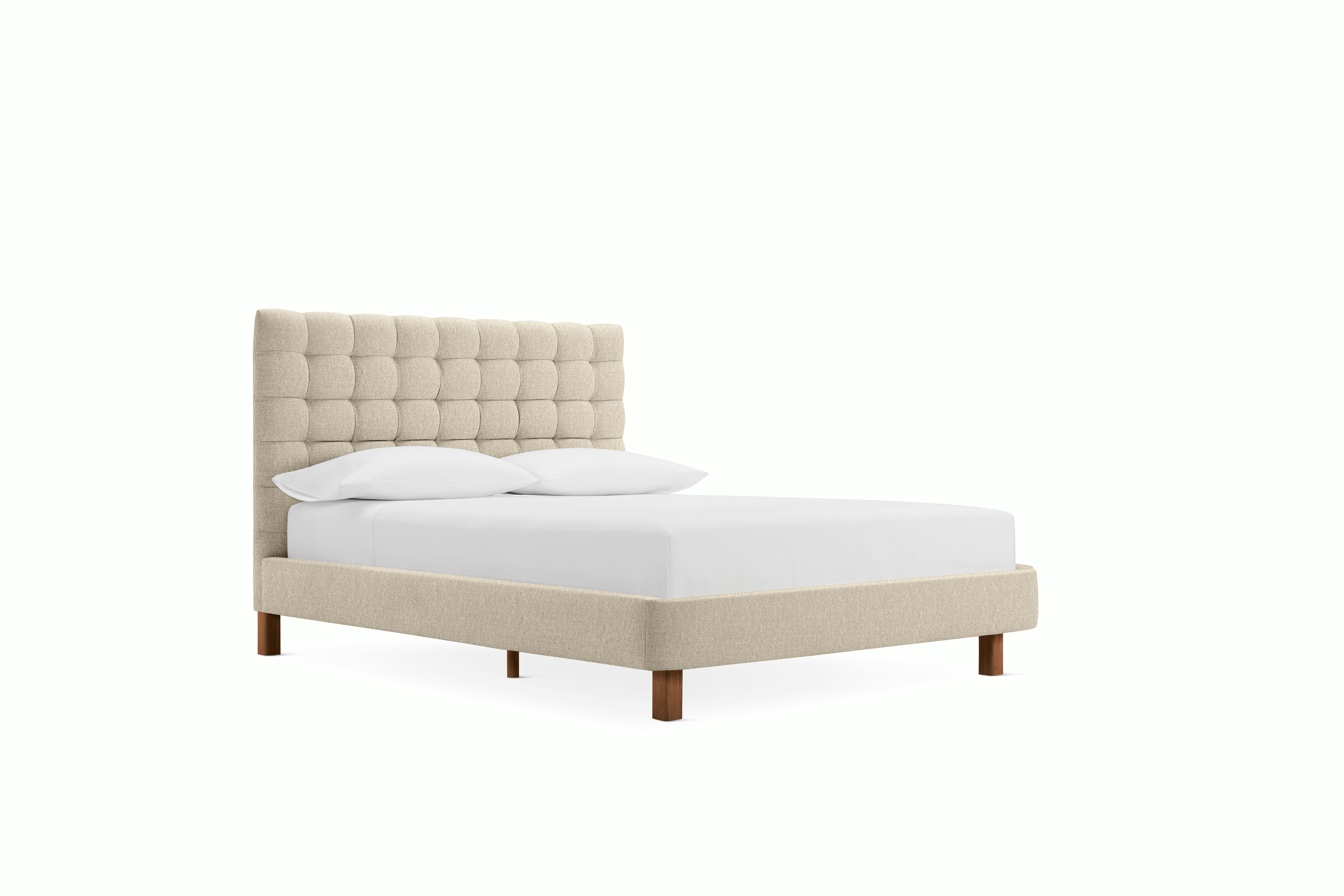 Madeleine Bed - Tall, Queen, Walnut, Album Linen, Gentle