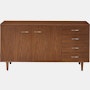 Nelson Basic Cabinet Series Credenza - Walnut,  Wavy Pull,  Taper Leg