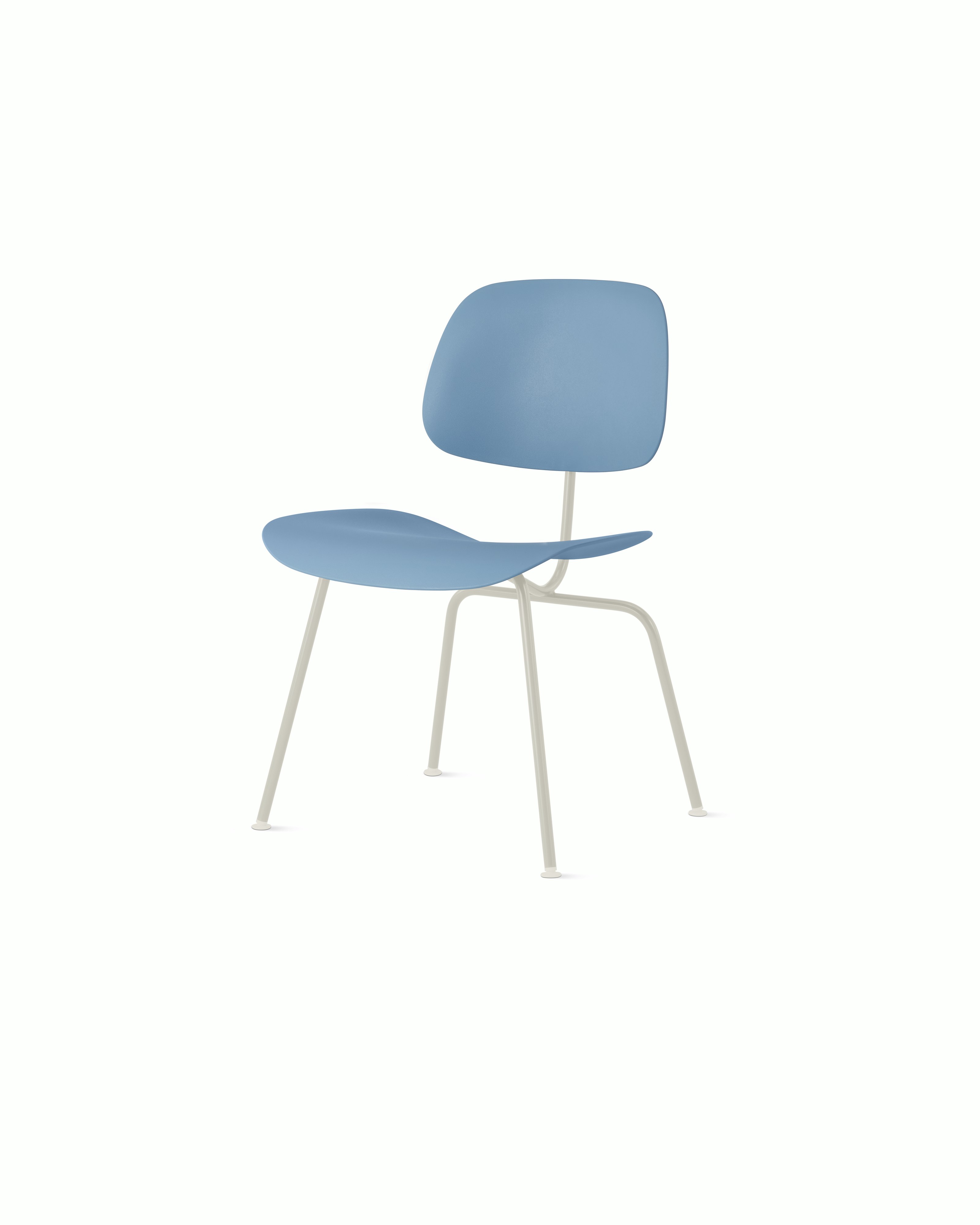 Eames Molded Plastic Dining Chair (EC-127) - Side Chair, Non Upholstered, Pale Blue, White