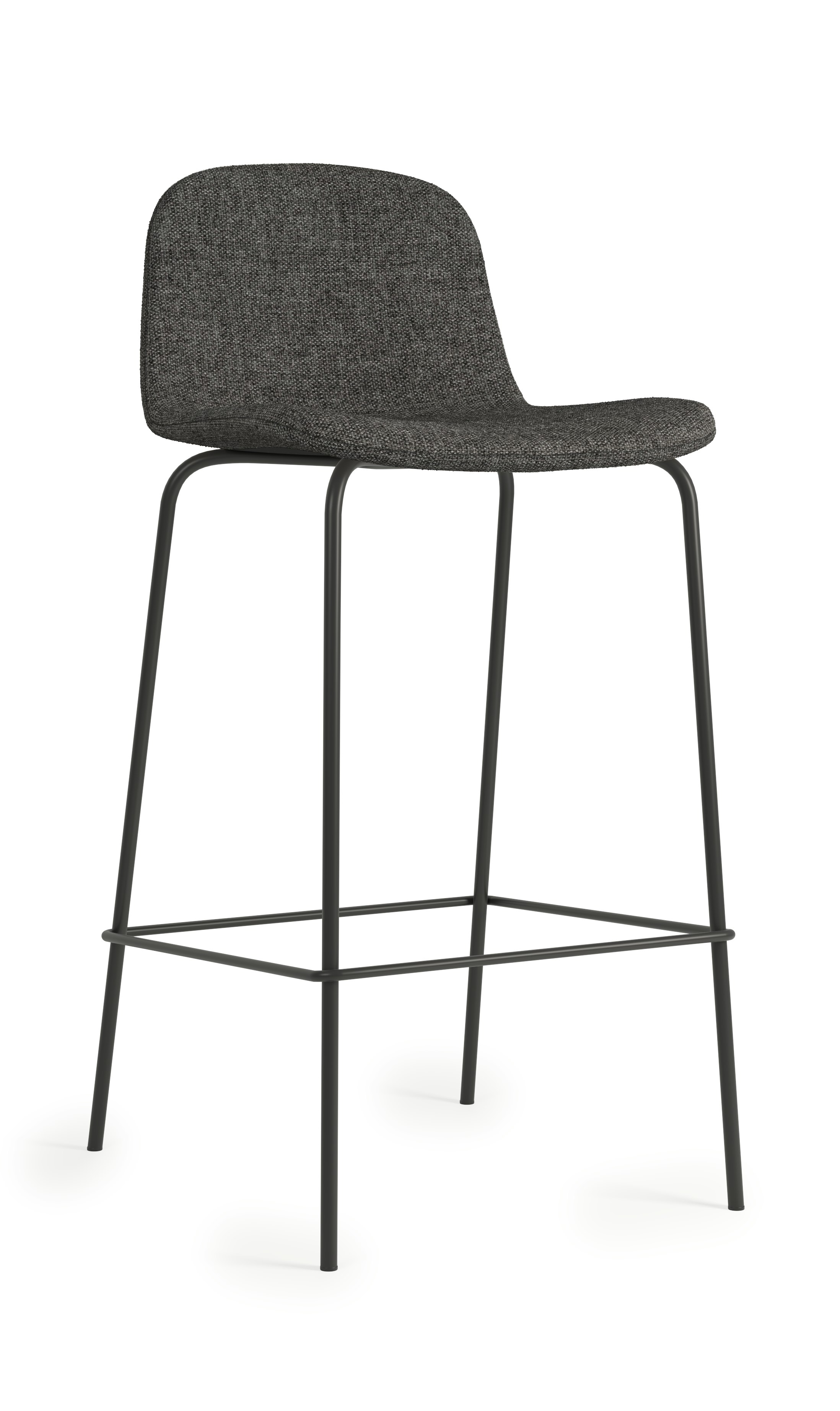 Bacco Stool - Bar Height,  Space,  605 Flint,  Black Tubular Steel