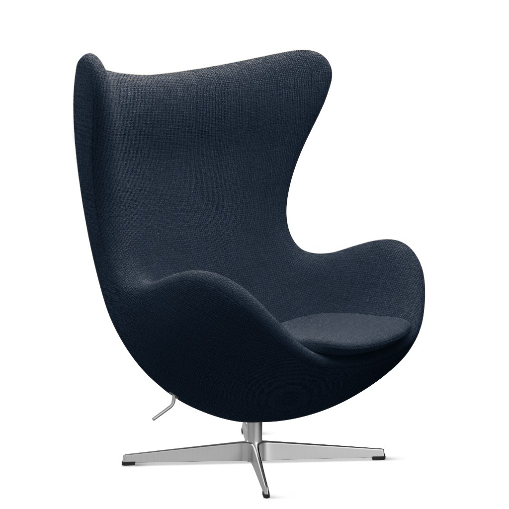 A Egg Chair in Lapis viewed from an angle.