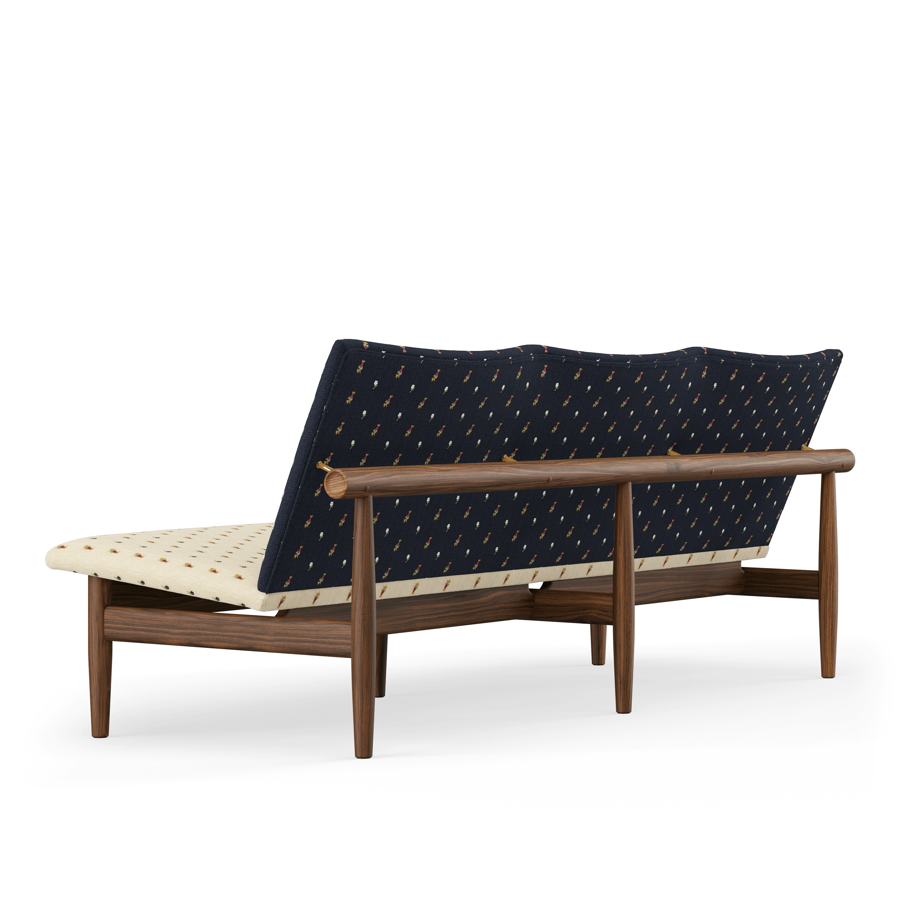 A Japan Sofa in Walnut viewed from behind.
