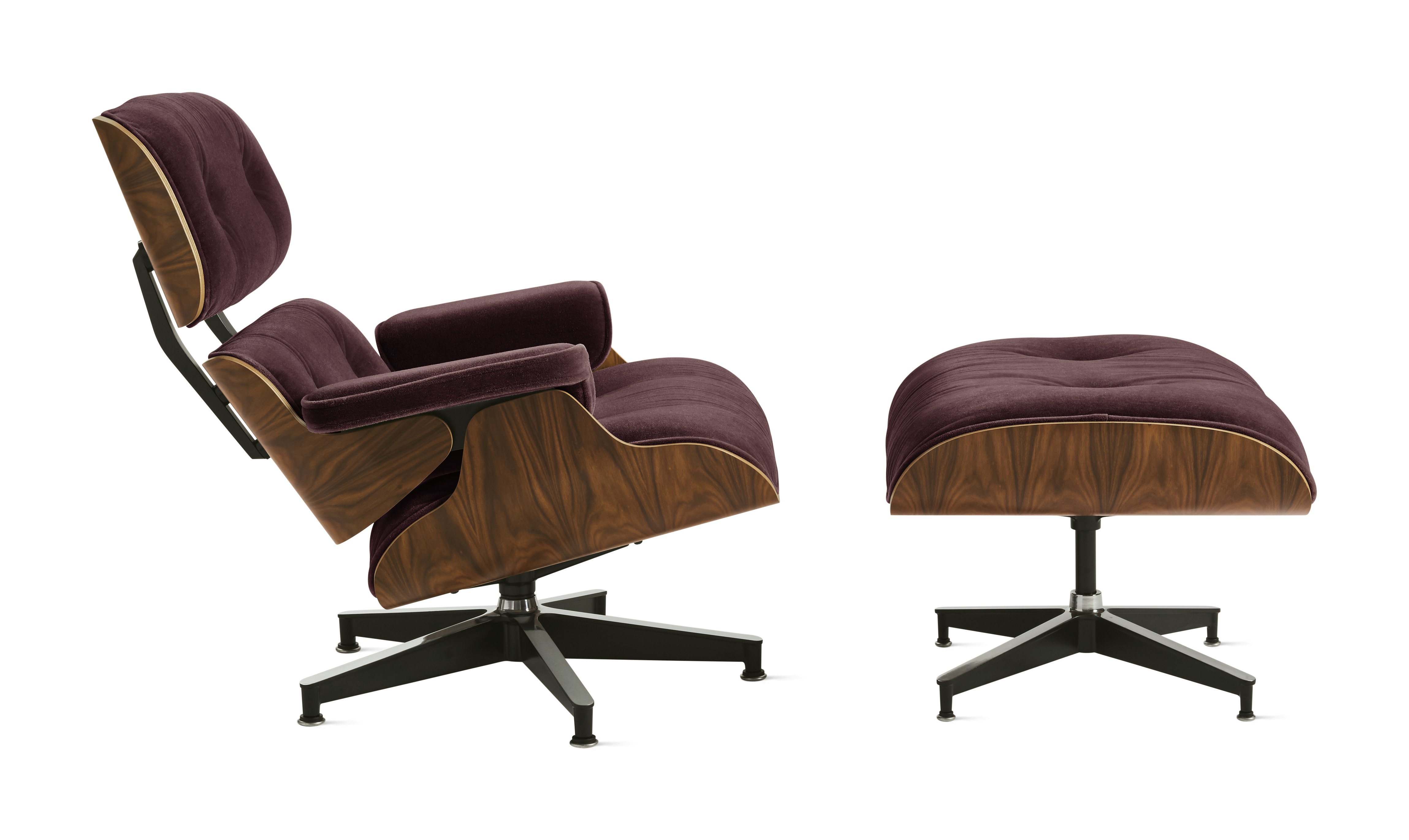Eames Lounge & Ottoman  - Oiled Walnut,  Mohair Supreme,  Soulmate