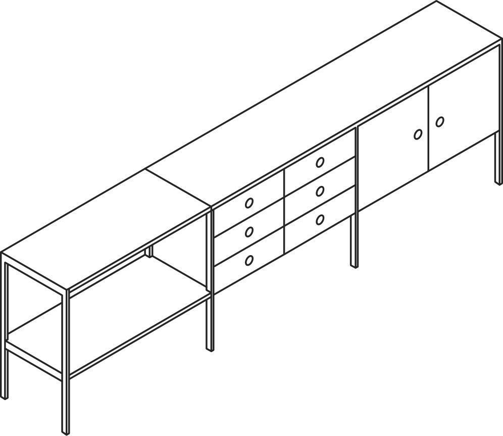 A line drawing - H Frame Storage | 3 Units Wide