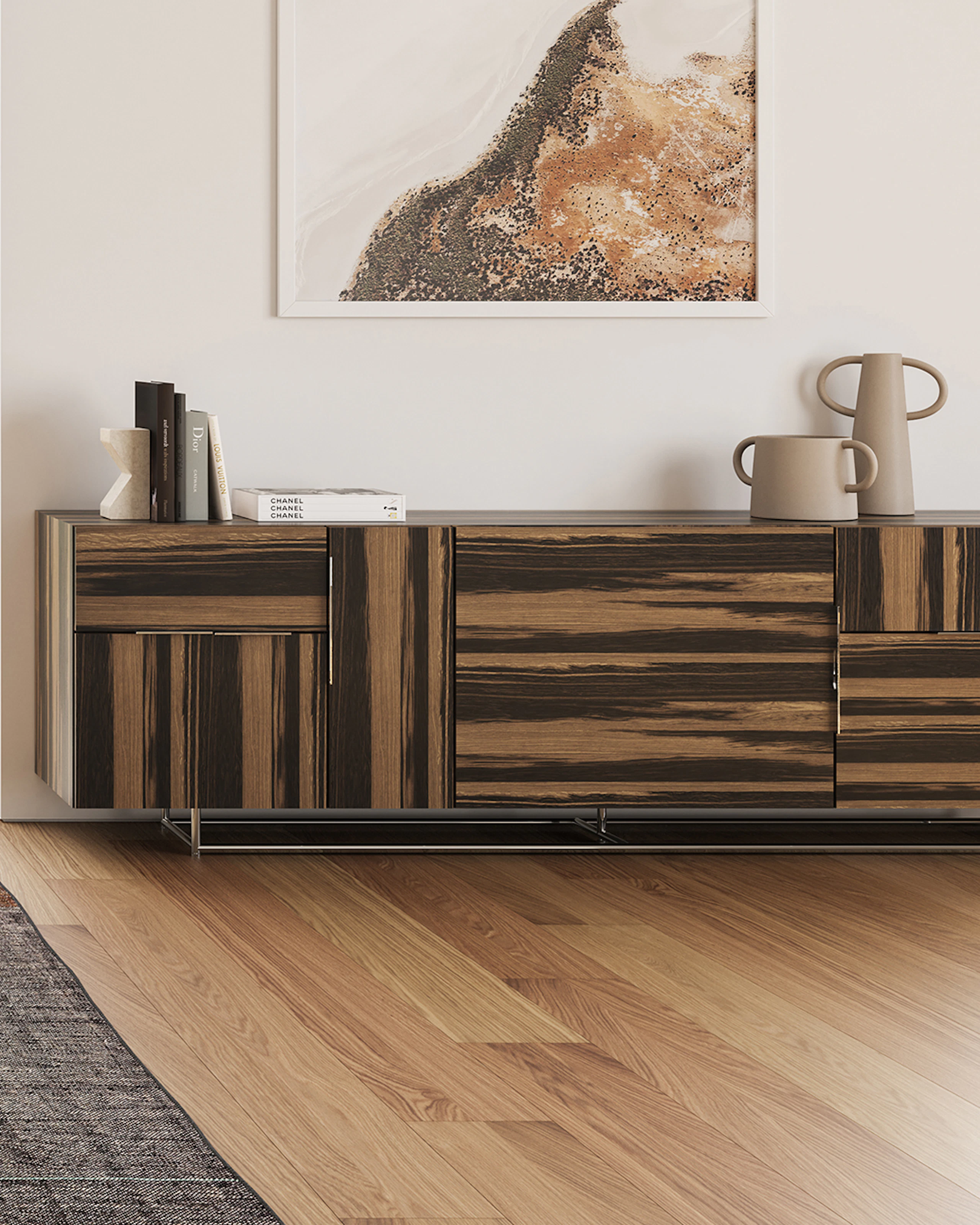 Full Loop Office Chair with a Domino Desk and Credenza in a home office setting.