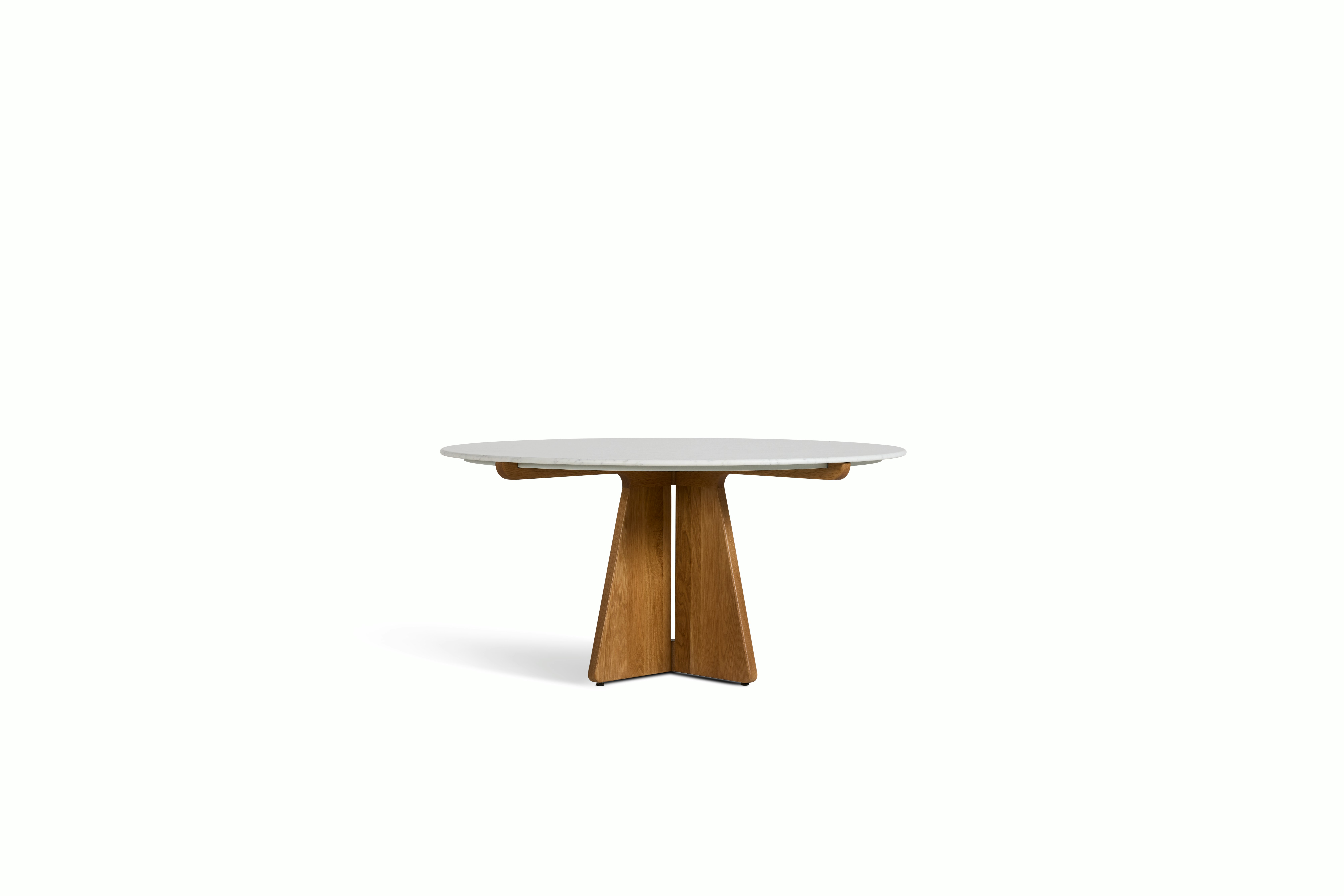 Pinna Dining Table - Round, 60 Inch, Carrara, White Oak